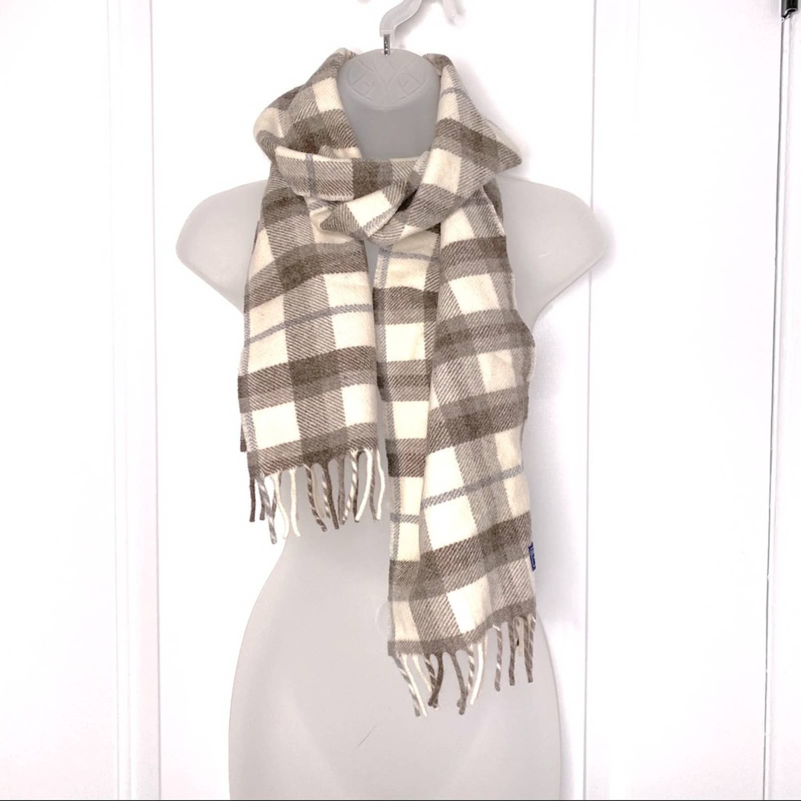 Faribault Plaid Neutrals Fringe Hem Scarf