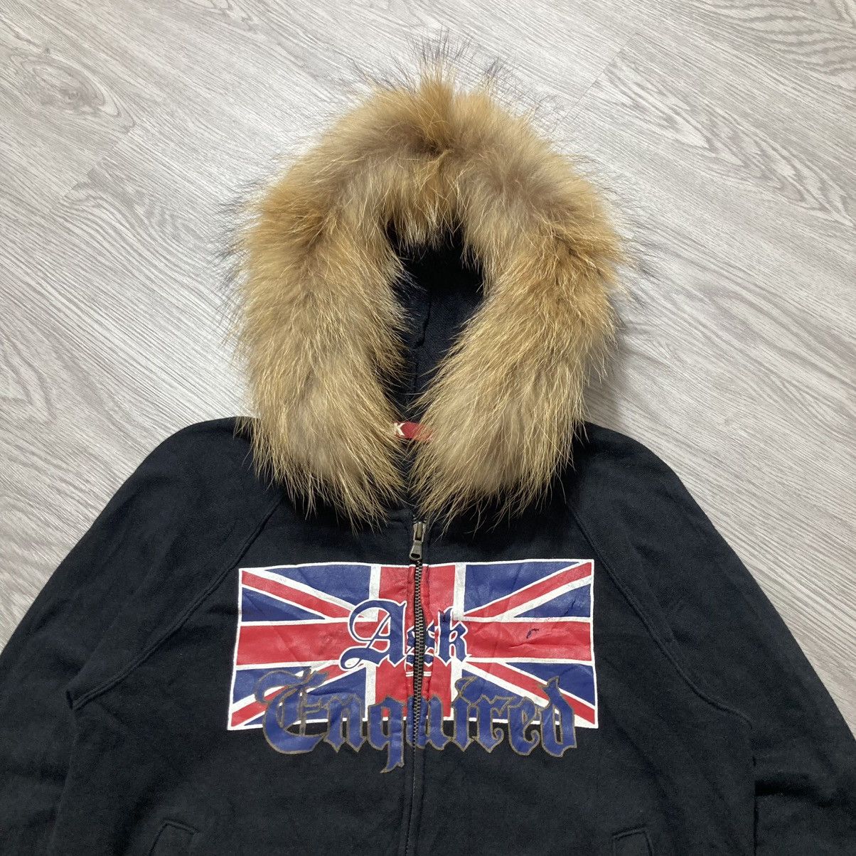 Hysteric Glamour 2000s Ask England Big Logo Fur Ziphoodie Black Punk Style Size US M / EU 48-50 / 2 - 2 Thumbnail