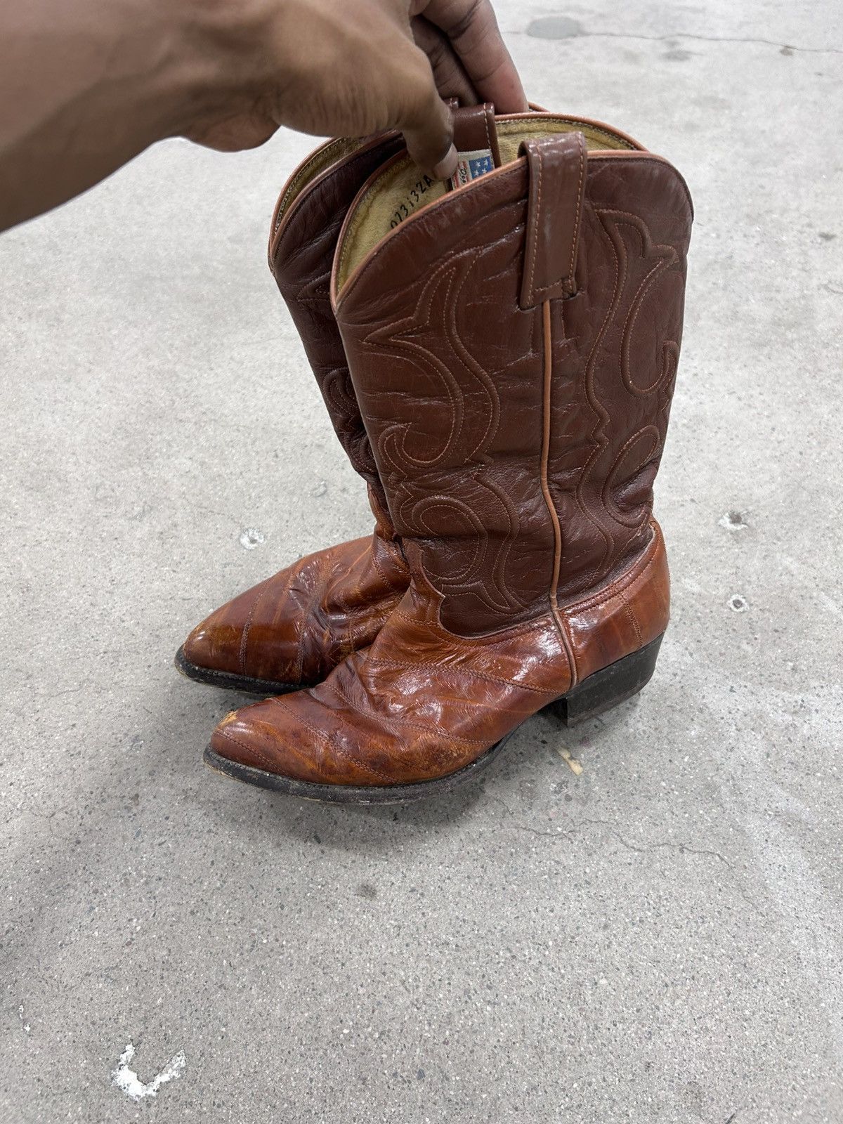 Vintage LOS ALTOS MEN COGNAC GENUINE LEATHER LEG WESTERN COWBOY BOOT Size US 8 / EU 41 - 6 Thumbnail