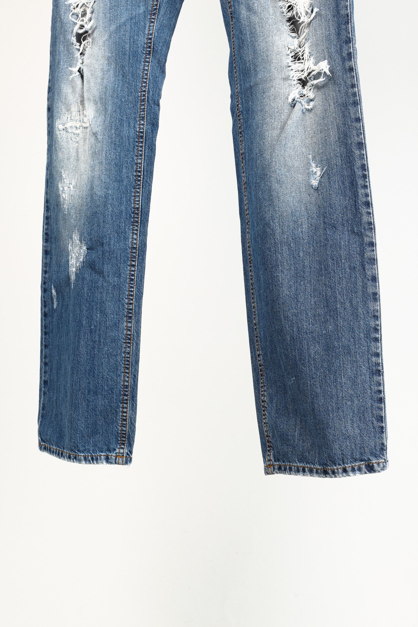 Dolce & Gabbana Dolce & Gabbana Medium-Wash Distressed Straight-Leg Jeans Size US 34 / EU 50 - 7 Thumbnail