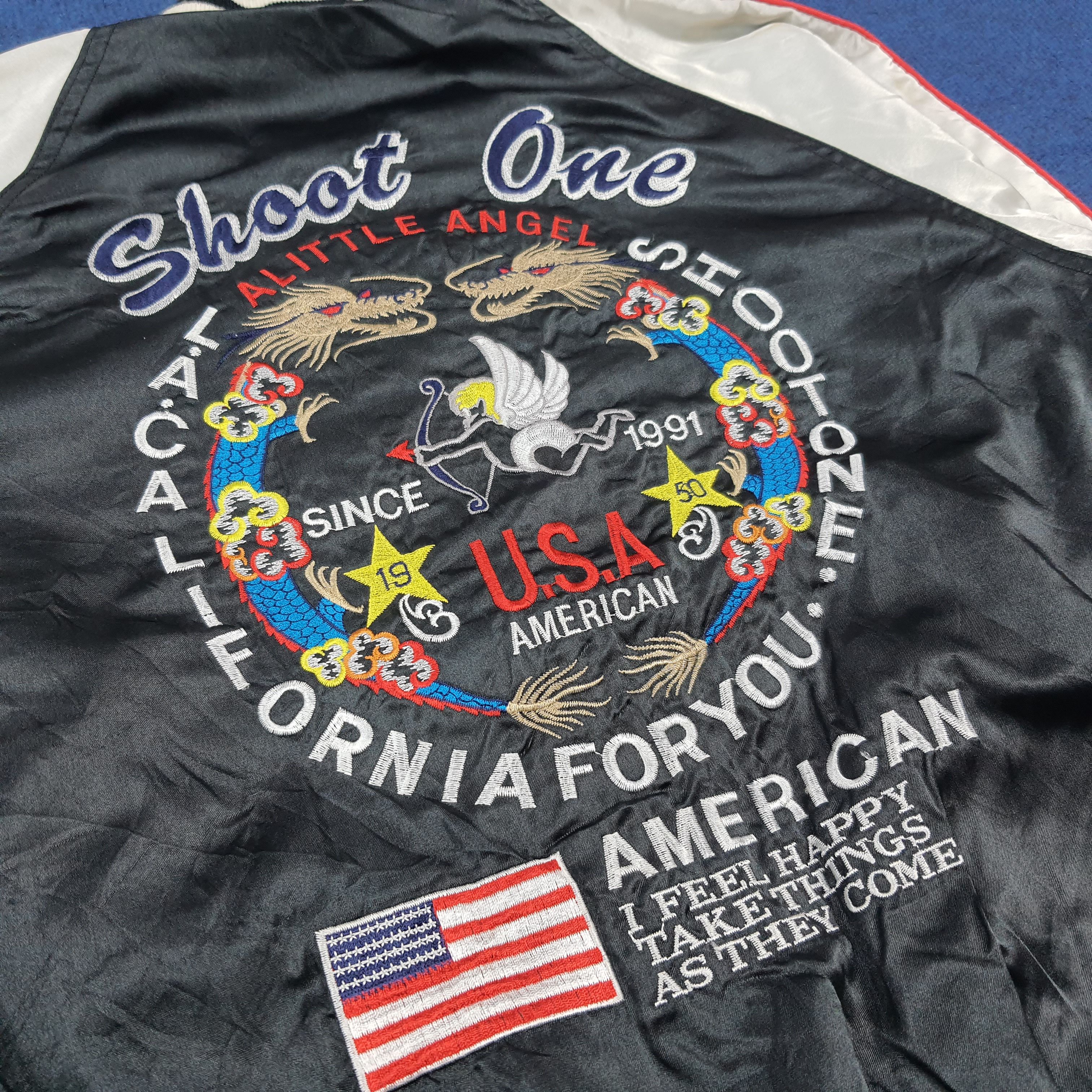 Japanese Brand Reversible Sukajan Bomber American Spirit Shoot One C291N24 Size US M / EU 48-50 / 2 - 2 Thumbnail