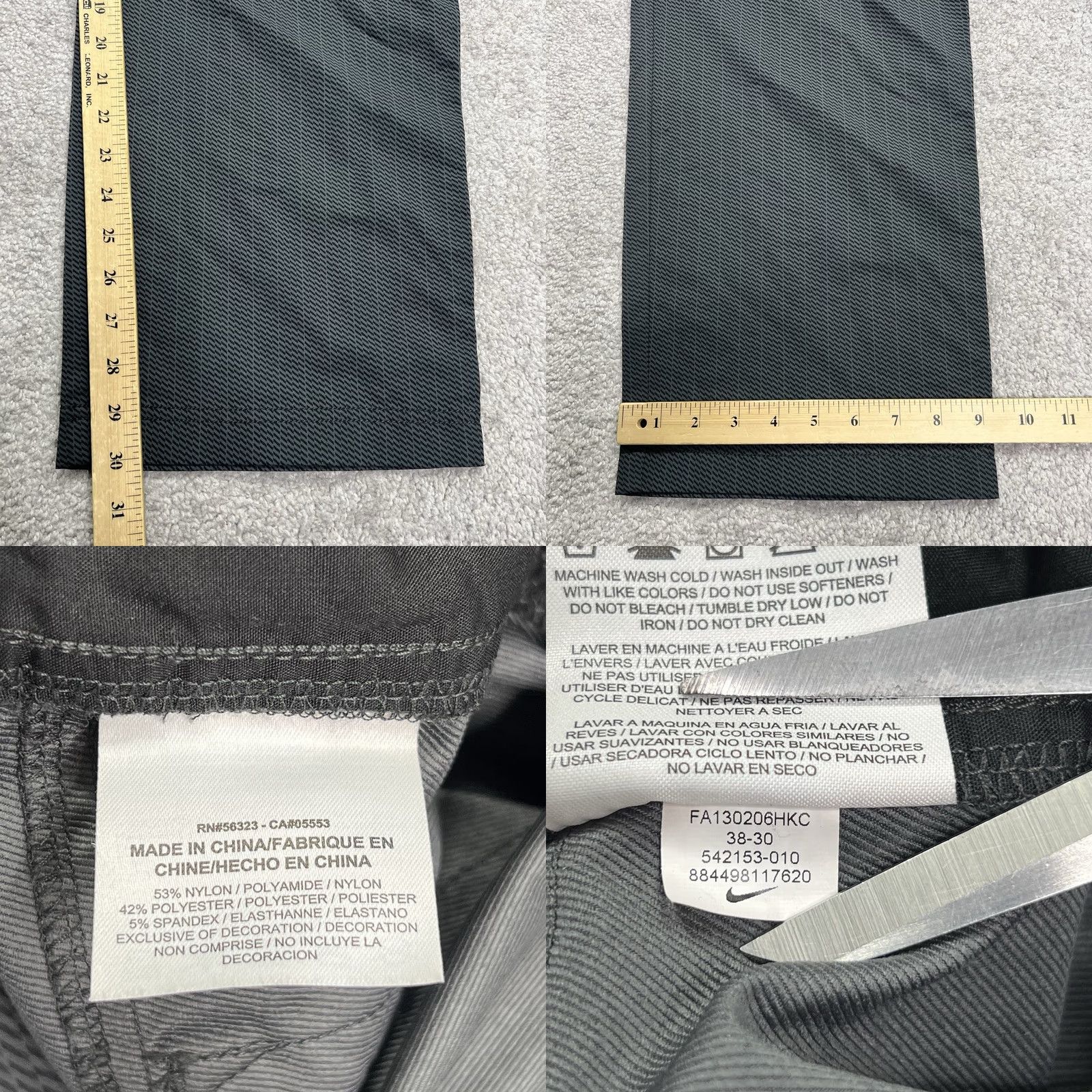 Nike Nike Golf Pants Mens 38x30 Dri-Fit Tour Performance Stretch Chino Gray Geometric Stripes Size US 38 / EU 54 - 10 Thumbnail