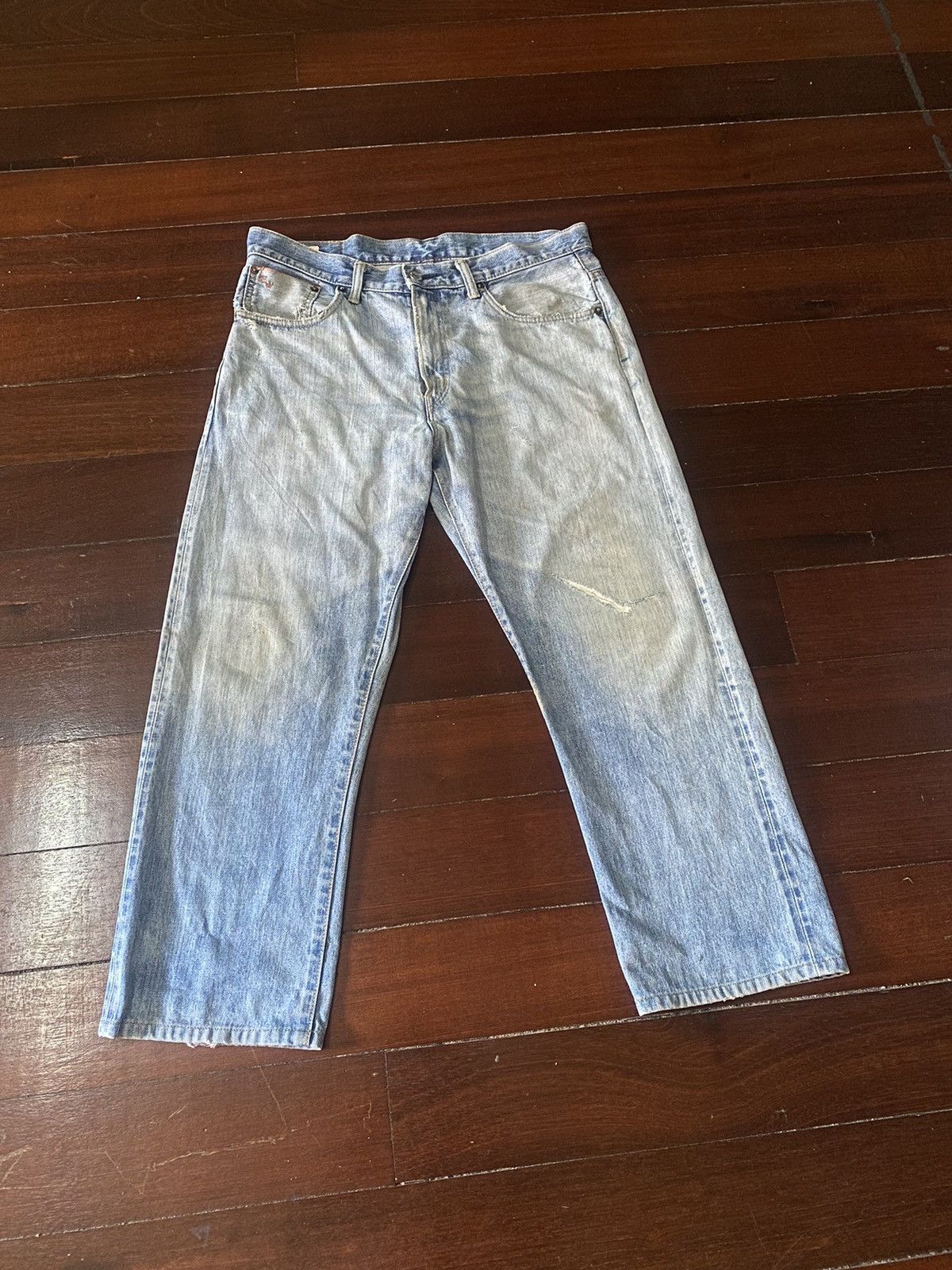 image of Fire Edwin 505 Z Flare Jeans Distressed in Blue, Men's (Size 37)