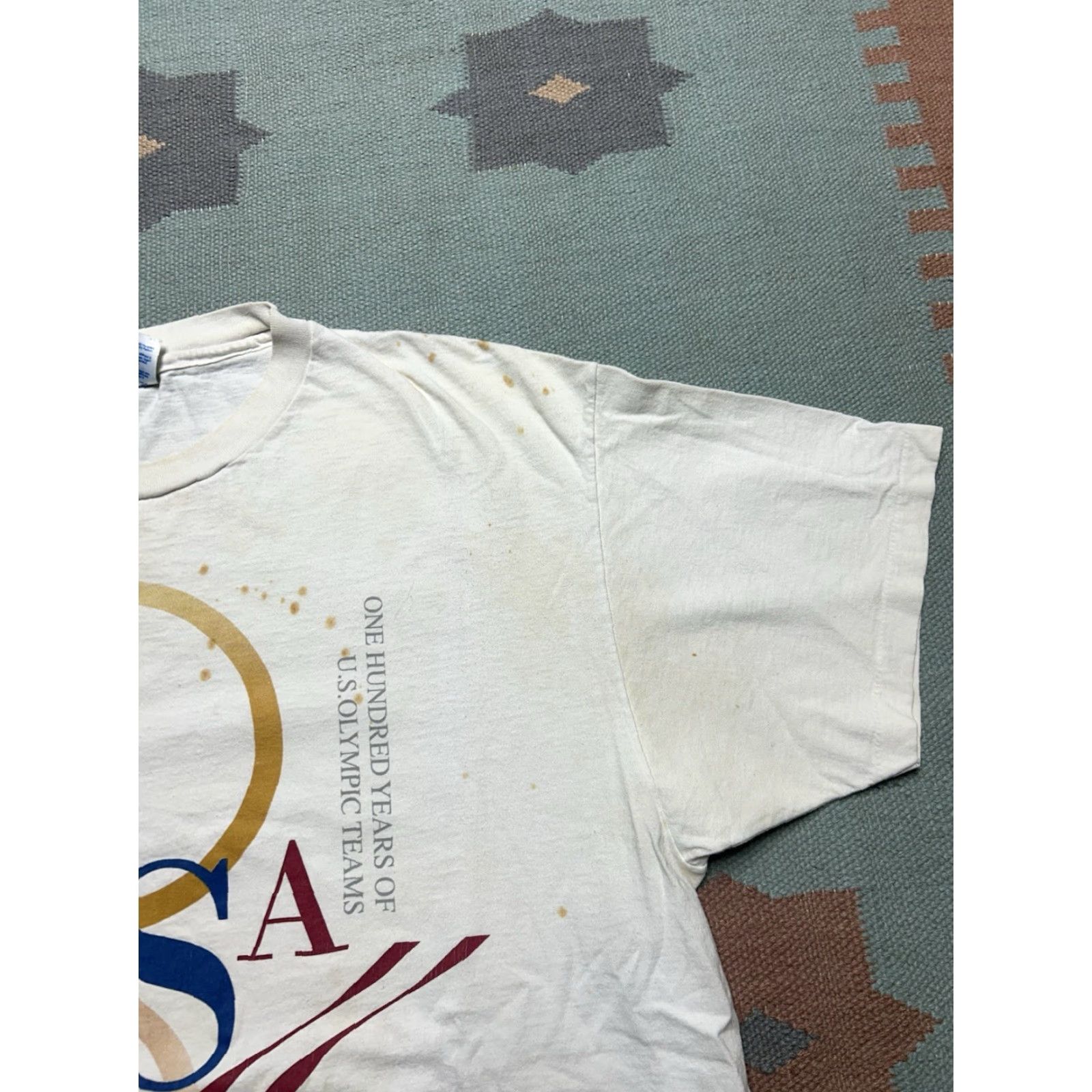 Hanes VINTAGE 90s graphic T-Shirt USA Olympics 1996 Hanes XL Grunge White Mens XL Size US XL / EU 56 / 4 - 5 Thumbnail