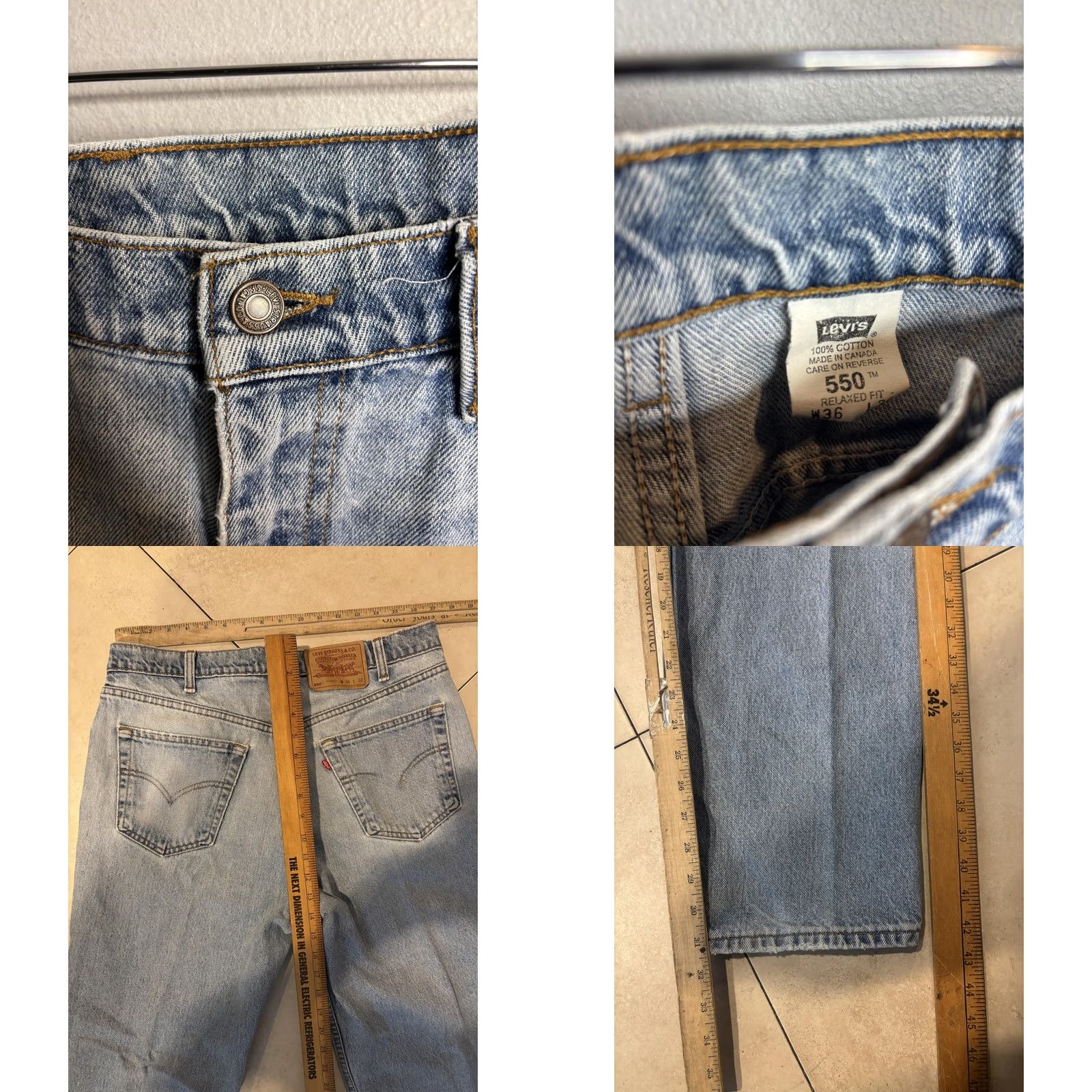 Levi's Levi's 550 Jeans Mens 36x32 Light Blue Relaxed Tapered Distressed Canada Leather Patch Logo 5-Pocket Denim Shirt/Jeans Style Size US 36 / EU 52 - 8 Thumbnail