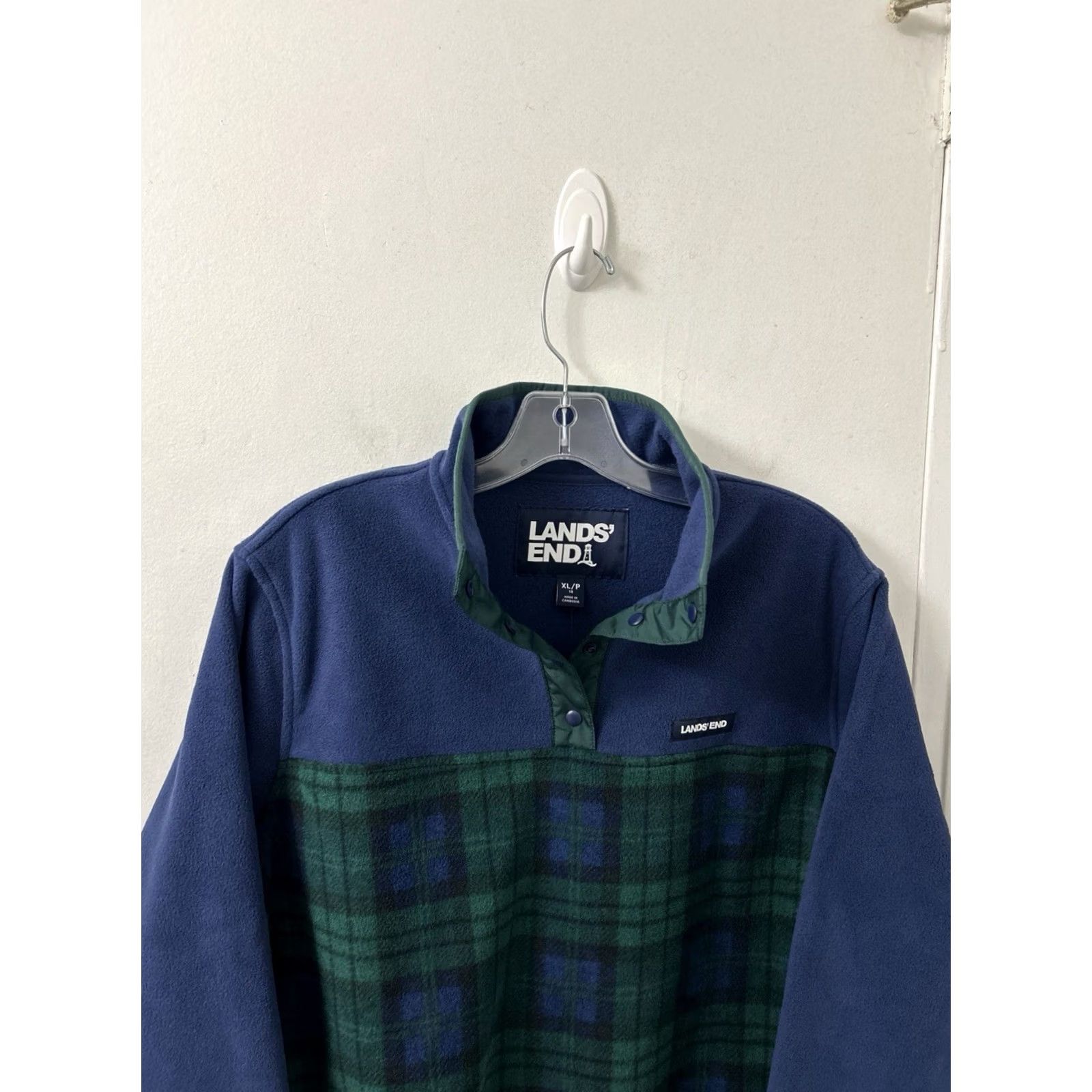 Lands' End VINTAGE Lands End Fleece Pullover Womens XL Petite Blue Green Plaid Heritage NWT Size XL / US 12-14 / IT 48-50 - 3 Thumbnail