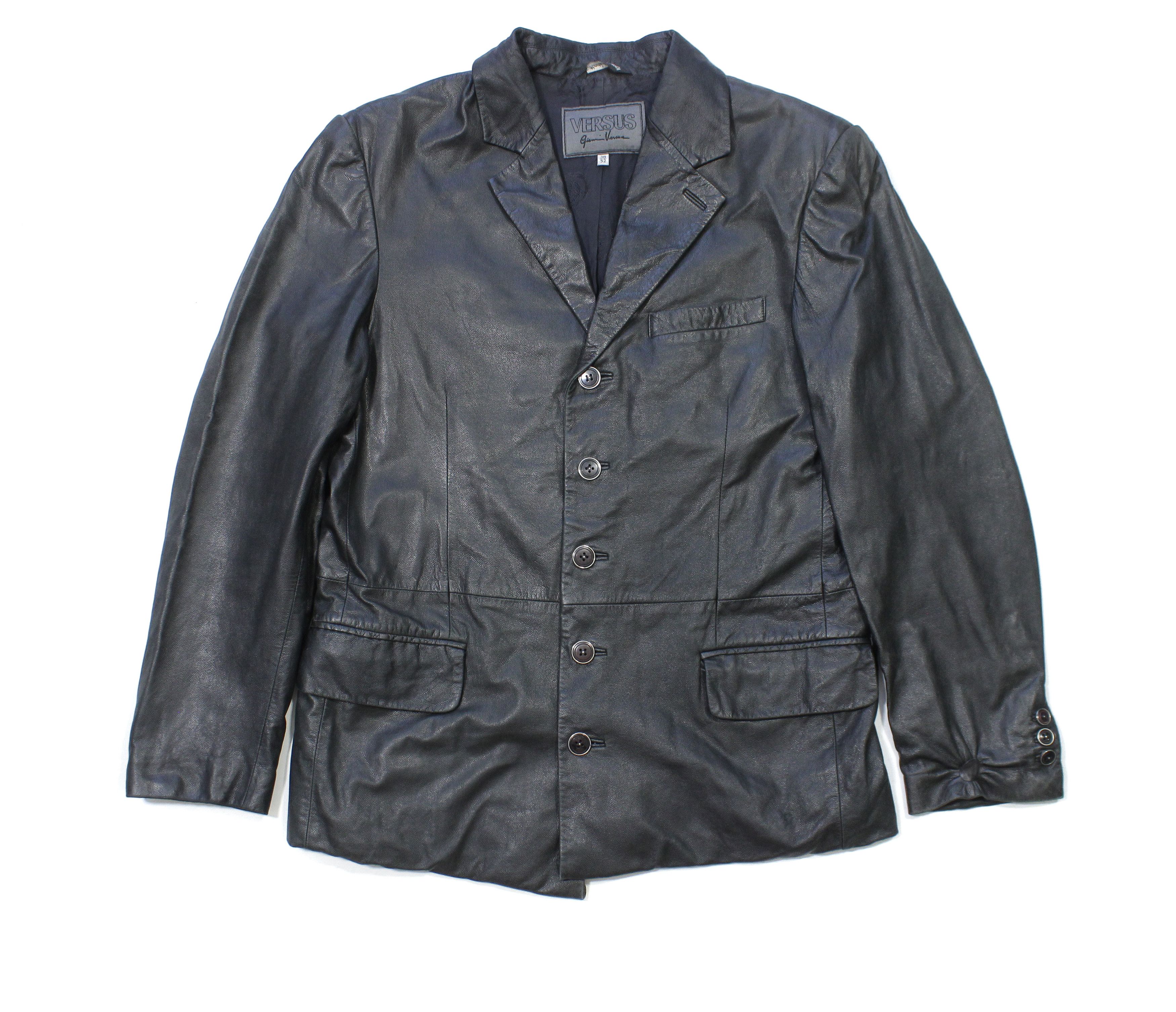 Versace 90S Leather Jacket Vintage Size US L / EU 52-54 / 3 - 1 Thumbnail
