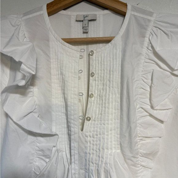 Joie Joie White Ruffle Front Pintuck Blouse Size S Size S / US 4 / IT 40 - 4 Thumbnail