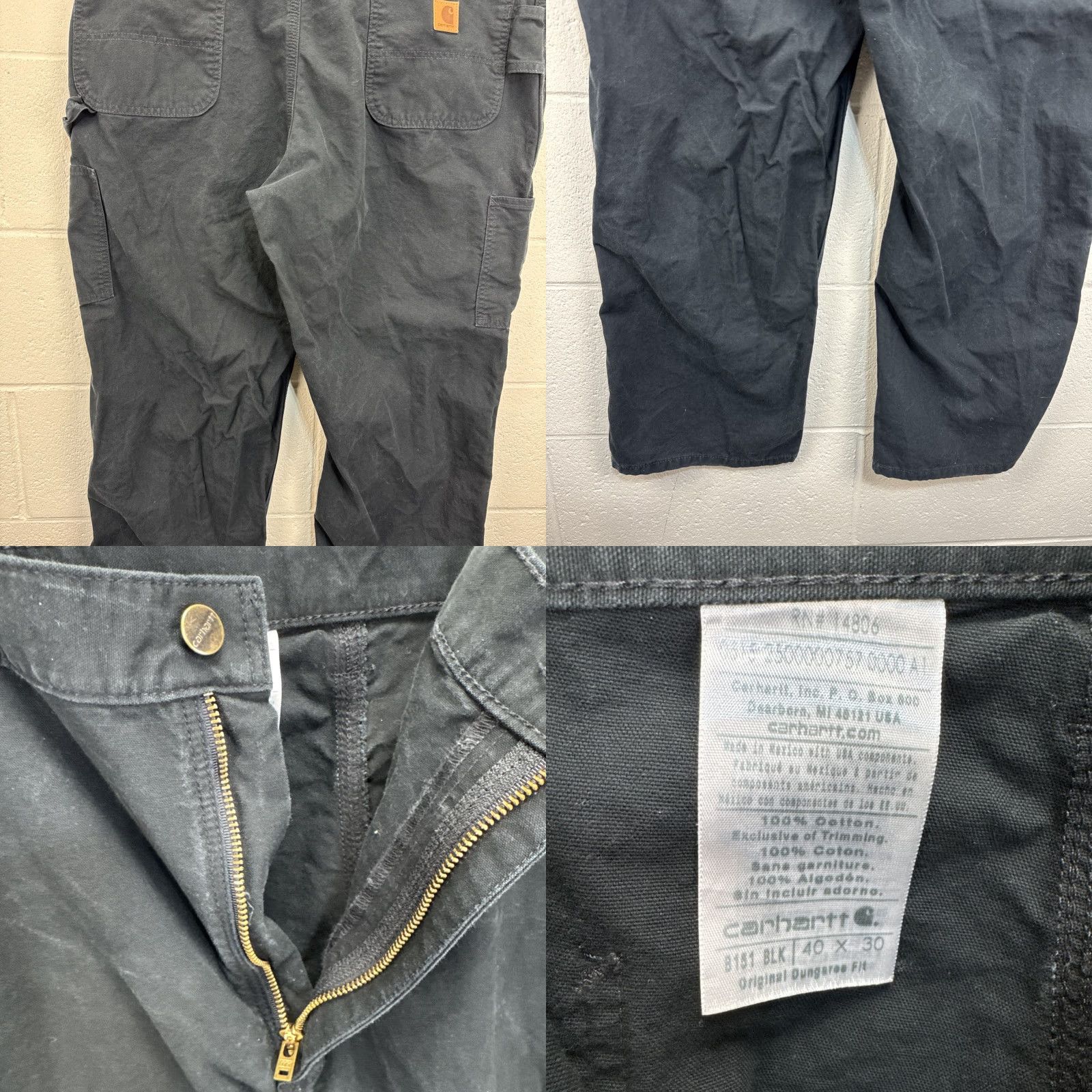 Carhartt VINTAGE Carhartt B151 Work Pants Black 40x30 Loose Original Fit Utility Carpenter Cotton Size US 40 / EU 56 - 9 Thumbnail