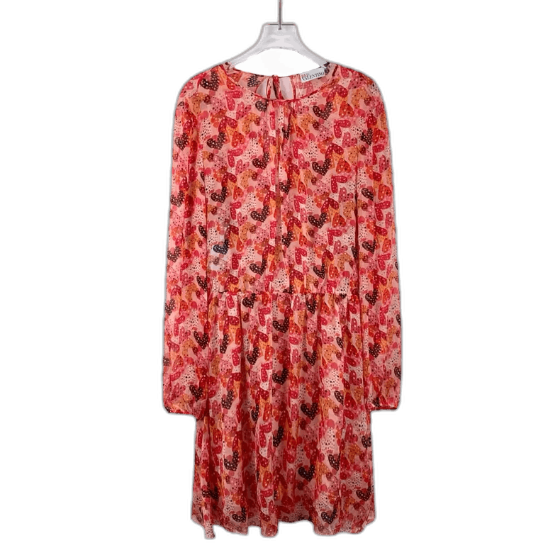 Valentino Valentino Red Heart Polka Dot Long Sleeve Dress Size XL / US 12-14 / IT 48-50 - 1 Thumbnail