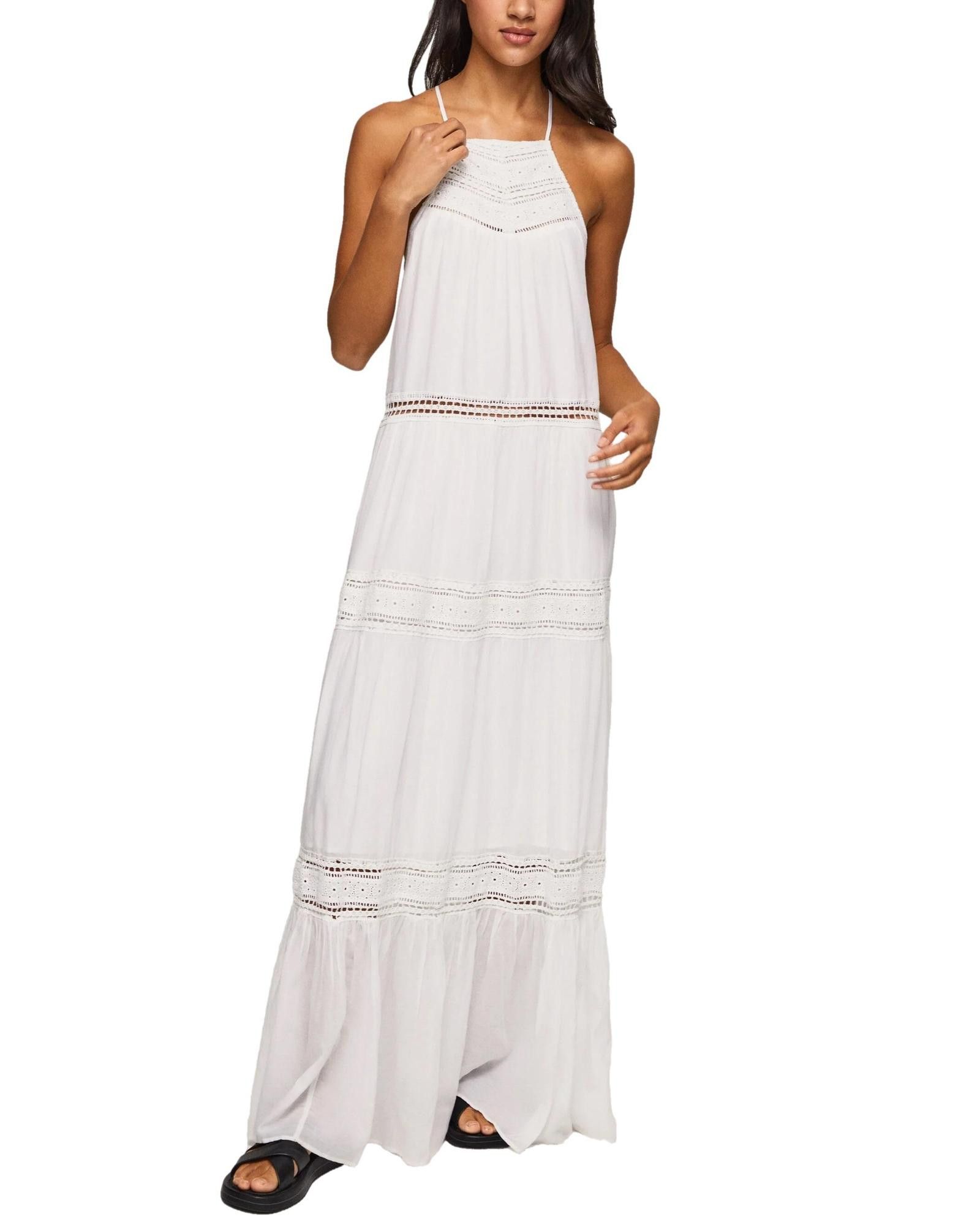 image of Pepe Jeans Sleeveless Cotton Dress in White, Women's (Size XL)