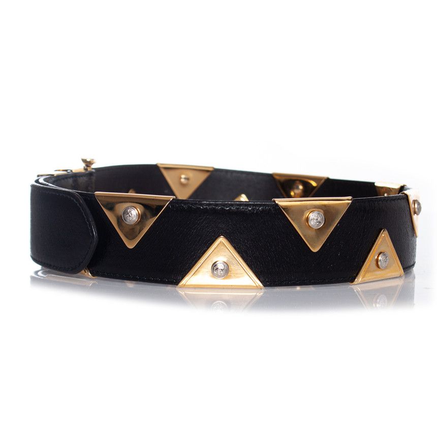 Versace Gianni versace, Leather belt with gold triangle applications Size ONE SIZE - 3 Thumbnail