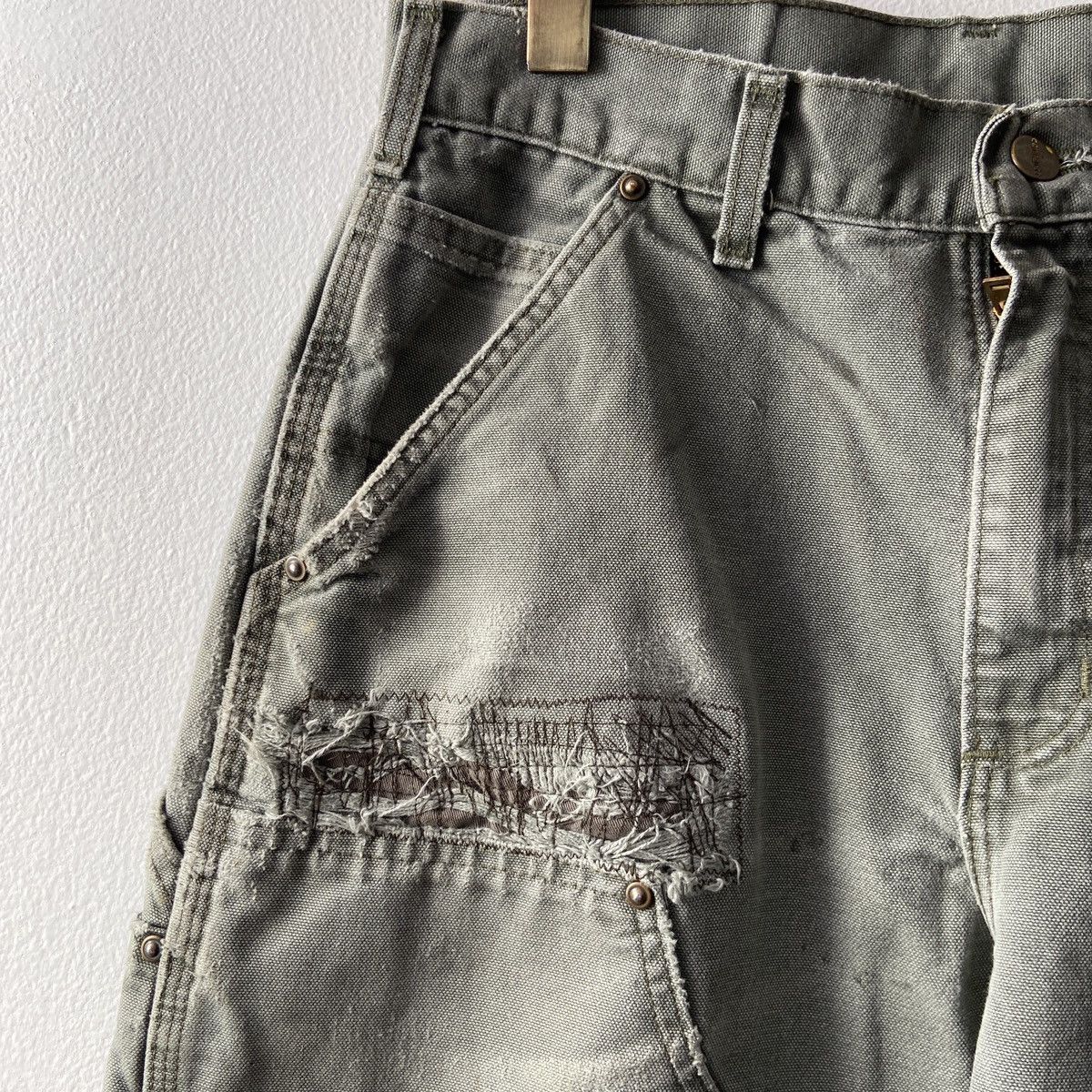 Carhartt × Vintage Distressed Faded Vintage Carhartt Double Knee Moss Green Size US 30 / EU 46 - 14 Thumbnail