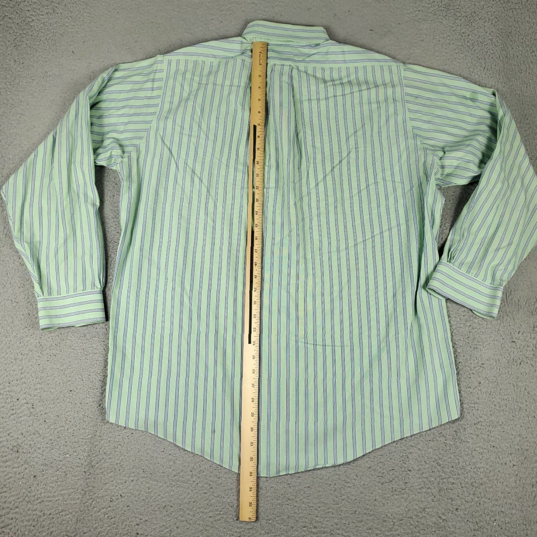 Brooks Brothers VINTAGE Brooks Brothers Shirt Mens 16.5 Green Stripe Regent Dress Button Up Long Sleeve Size 46R - 5 Thumbnail
