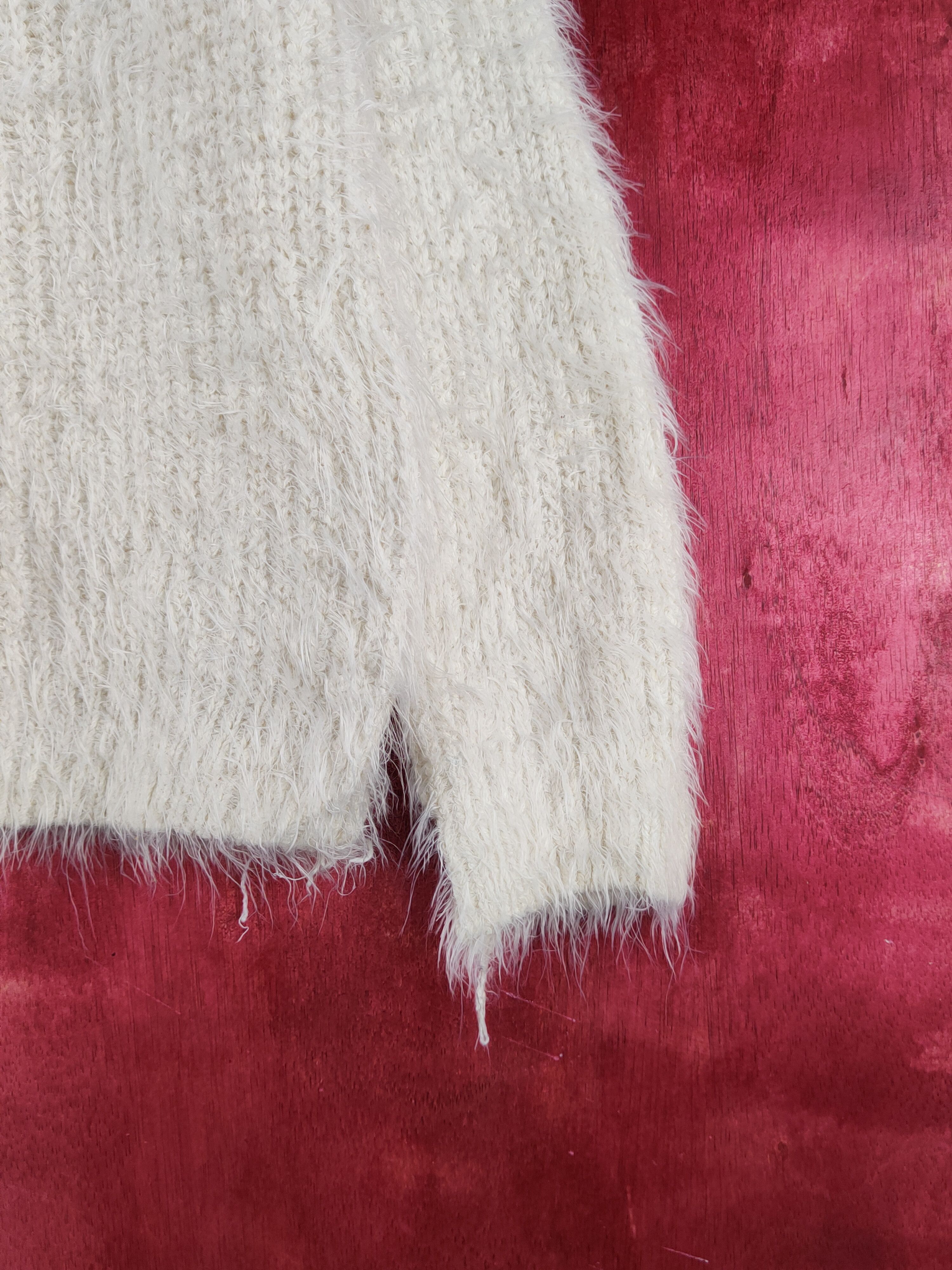 Homespun Knitwear Shake Shake Ivory Shag Shaggy Fur Mohair Knitwear #S1927 Size S / US 4 / IT 40 - 6 Thumbnail