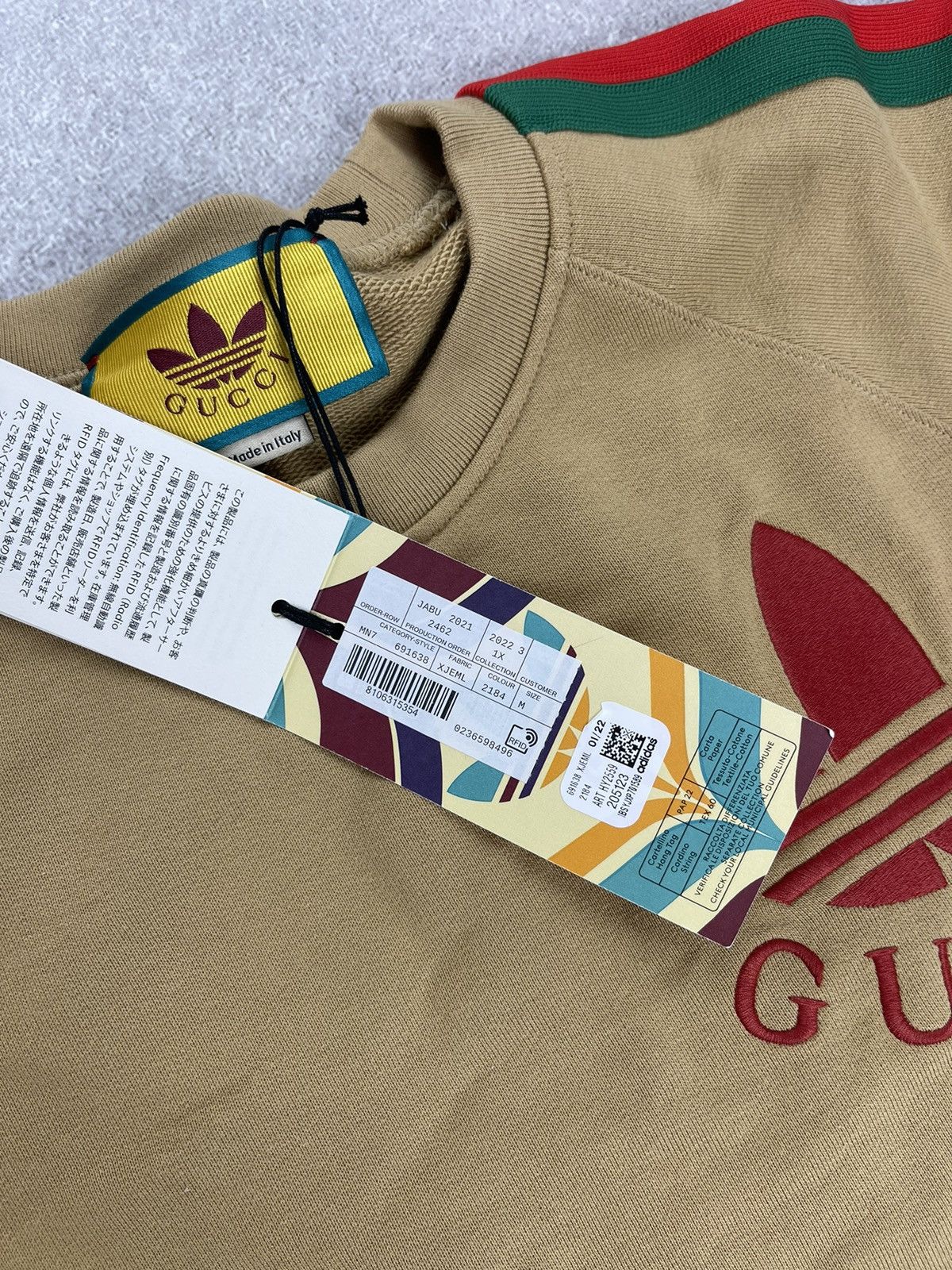 Adidas × Gucci Gucci x Adidas Cotton Sersey Sweatshirt Beige Size M Size US M / EU 48-50 / 2 - 8 Thumbnail