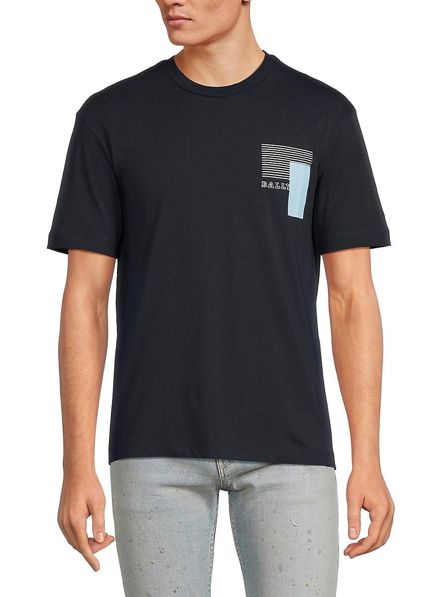 Bally BALLY solid navy blue chest logo print t-shirt Medium Size US M / EU 48-50 / 2 - 2 Thumbnail