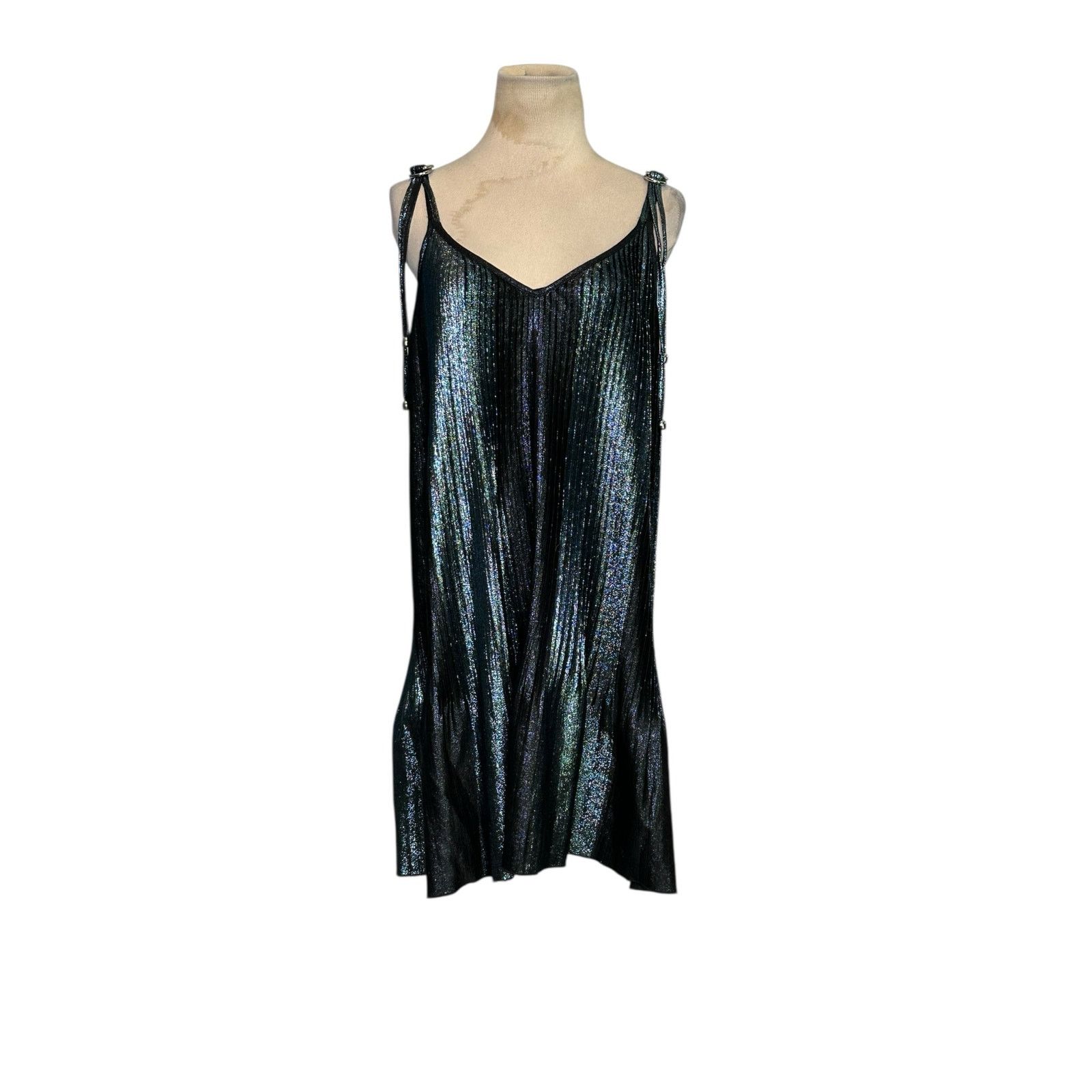 Adam Selman Adam Selman metallic pleated slip mini dress size Small Size S / US 4 / IT 40 - 12 Thumbnail