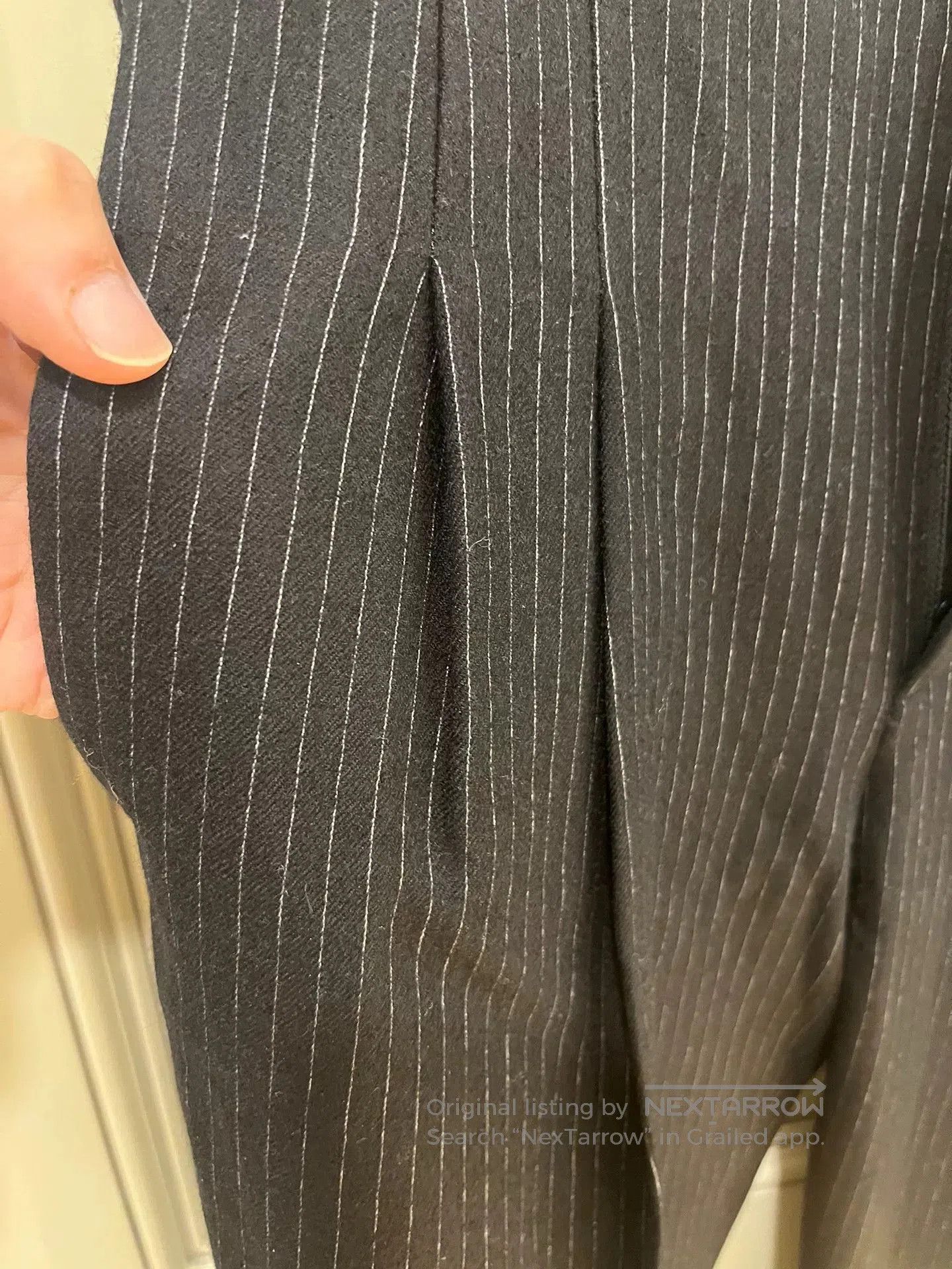 Saint Laurent Paris Saint Laurent Black Pinstripe Wool Trousers. Size 41" - 8 Thumbnail