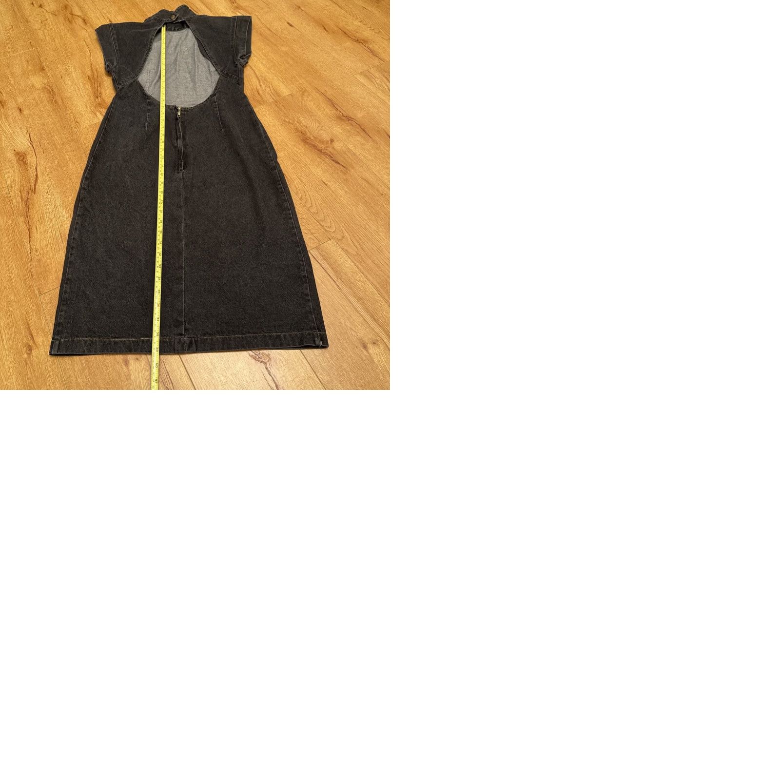 Blair VINTAGE JONI BLAIR 80s Dress Open Back Black Cotton Bohemian High Waisted Size 11 Women Size L / US 10 / IT 46 - 9 Thumbnail