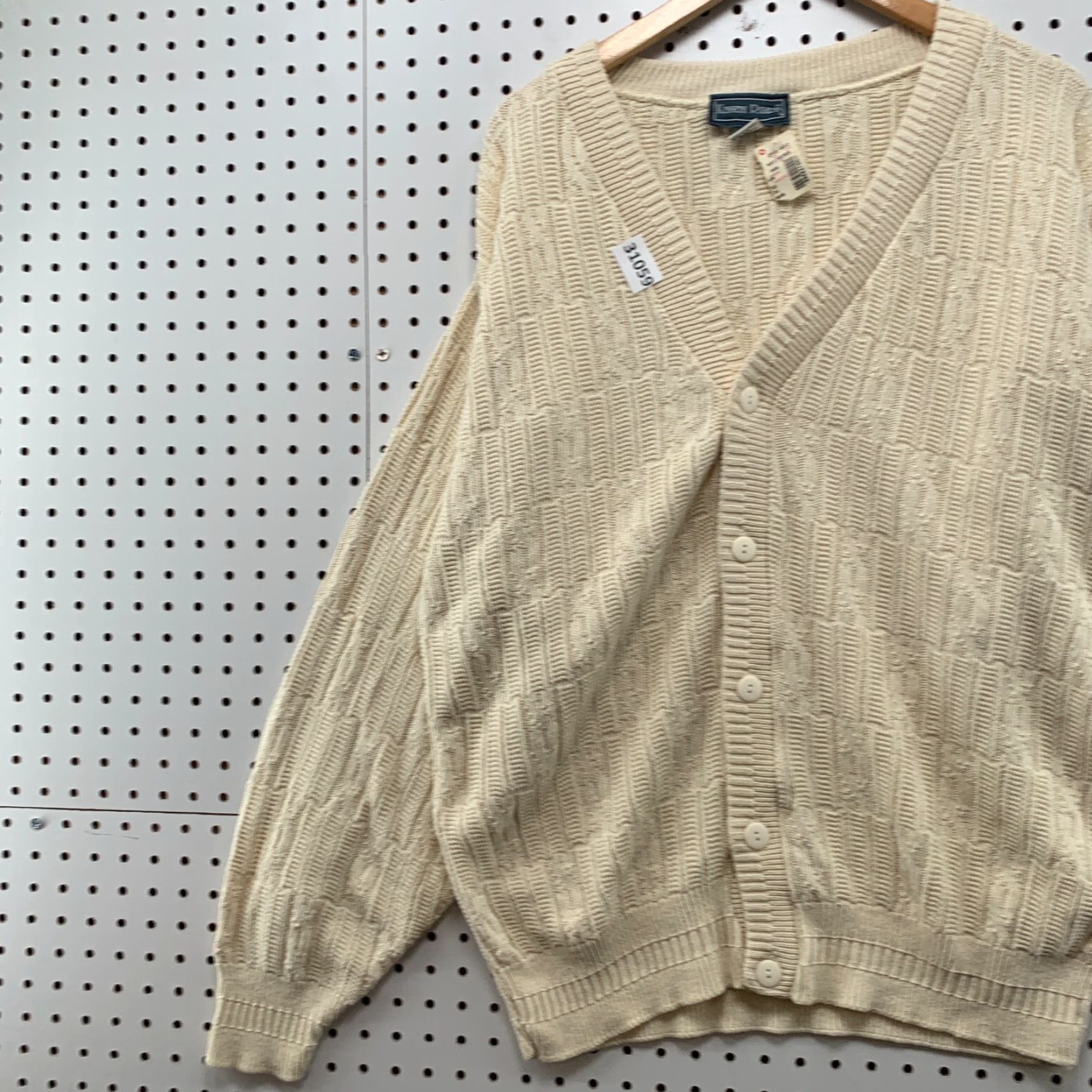 Vintage VINTAGE Kenneth Roberts Cardigan Sweater Mens L Ivory USA 1950s 60s Dad Button Knit Crew NYT? Size US L / EU 52-54 / 3 - 3 Thumbnail