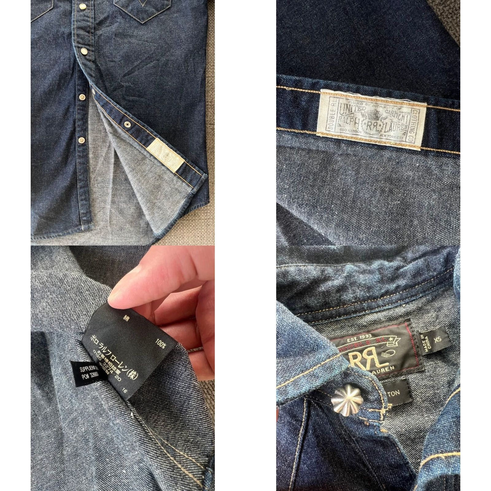 Ralph Lauren RRL RALPH LAUREN Shirt Men's XS Indigo Denim Western Solid Casual USED Size US XS / EU 42 / 0 - 9 Thumbnail