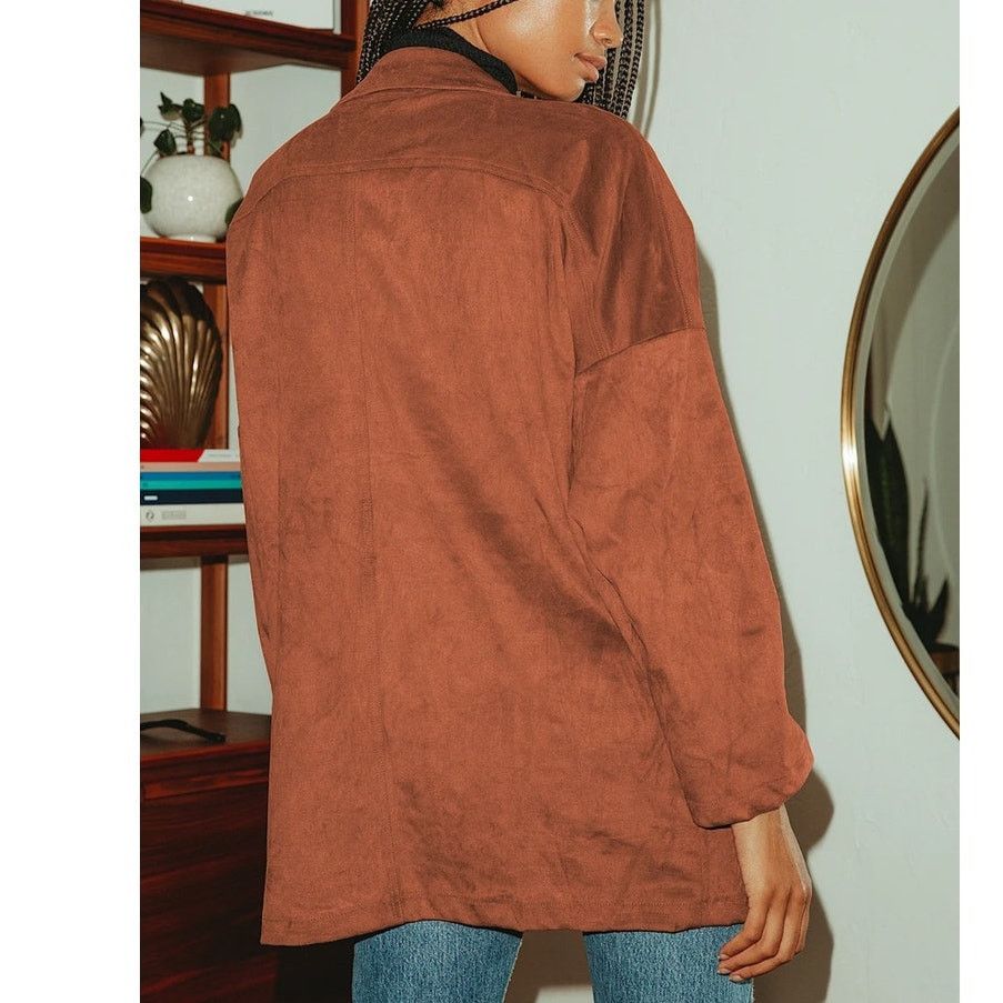Lulus Lulus Lucky Break Camel Suede Oversized Jacket Size XS Size XS / US 0-2 / IT 36-38 - 3 Thumbnail