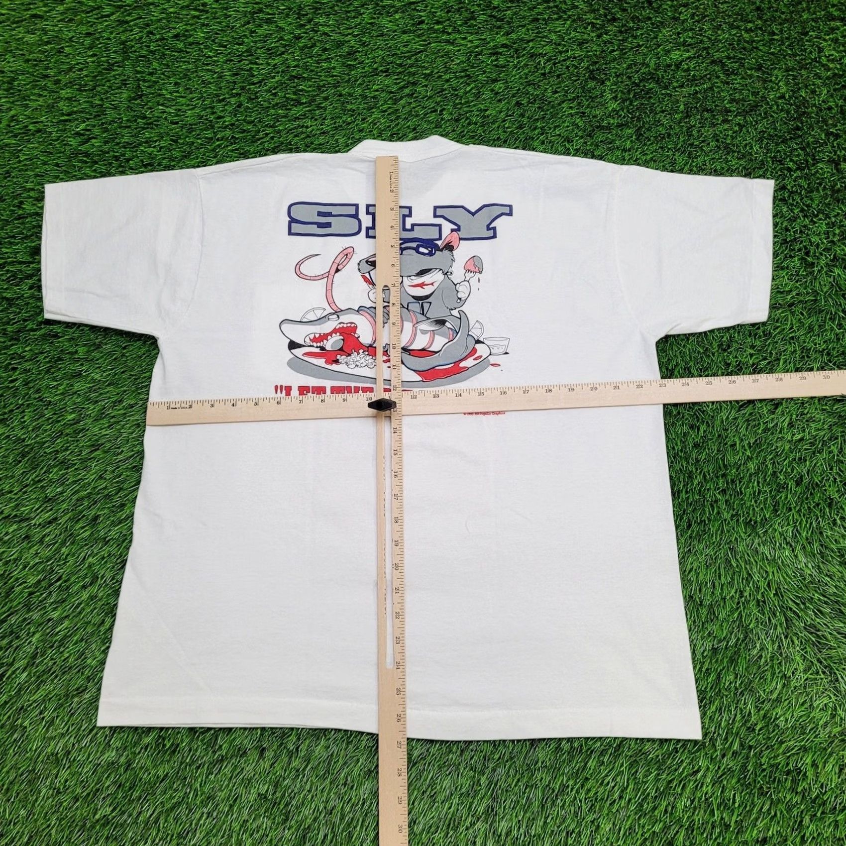 Fruit Of The Loom VINTAGE 1995 Funny Rat Sarcasm Shirt Womens L/XL 23x27 White Shirt Ladies XL White Graphic Tee Retro Slogan Decade 1990s Mens Womens Boys Girls Size XL / US 12-14 / IT 48-50 - 3 Thumbnail