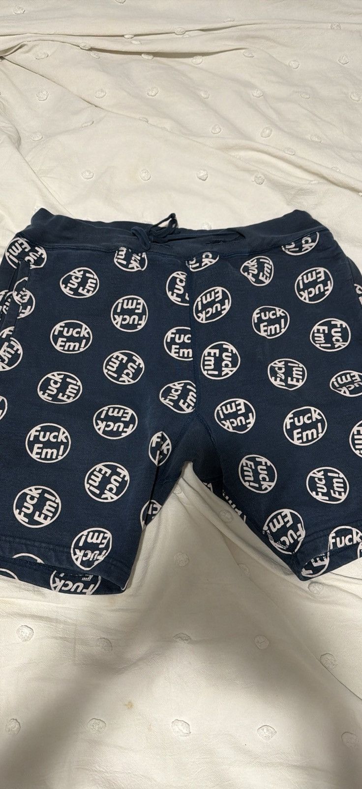 Supreme Supreme Navy Blue Fuck Em! Sweat Shorts | Grailed