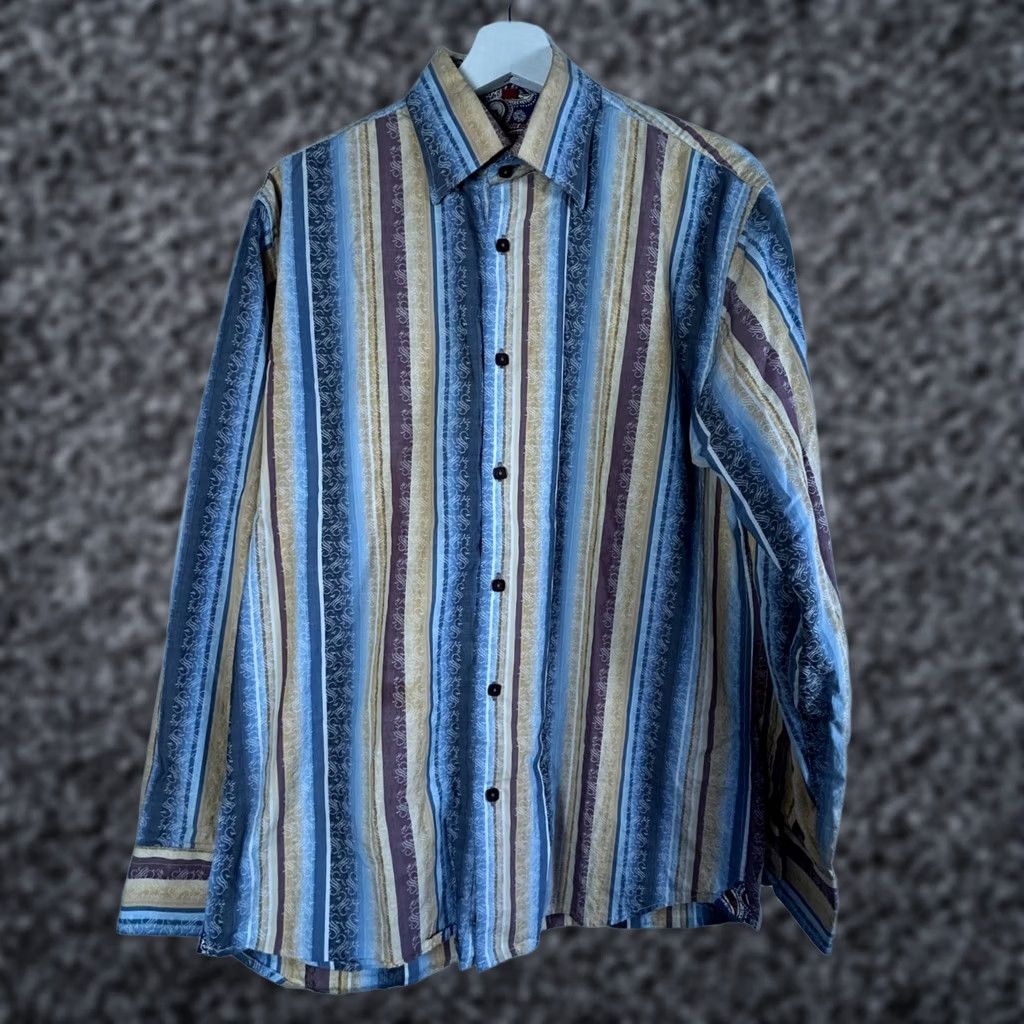 Luchiano Visconti Luchiano Visconti Mens Striped Long Sleeve Button Up Shirt Medium 2 Ply Cotton Size US M / EU 48-50 / 2 - 1 Thumbnail