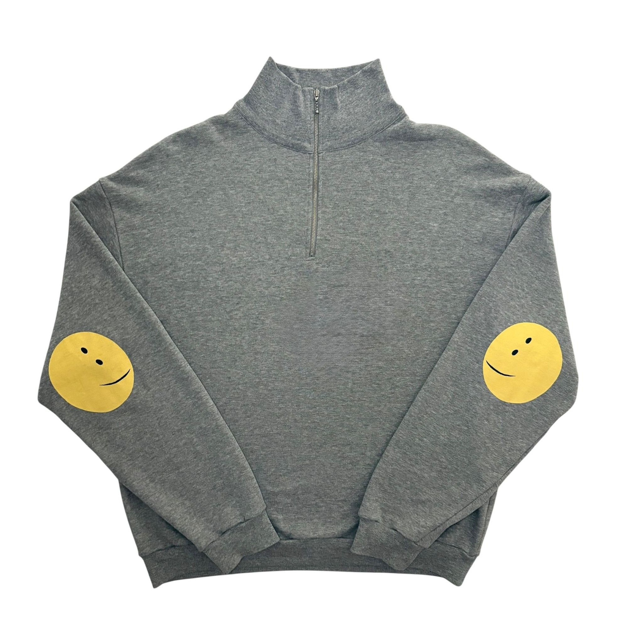 Kapital Smiley 1/4 Zip Elbow Patch Sweatshirt - Main Image
