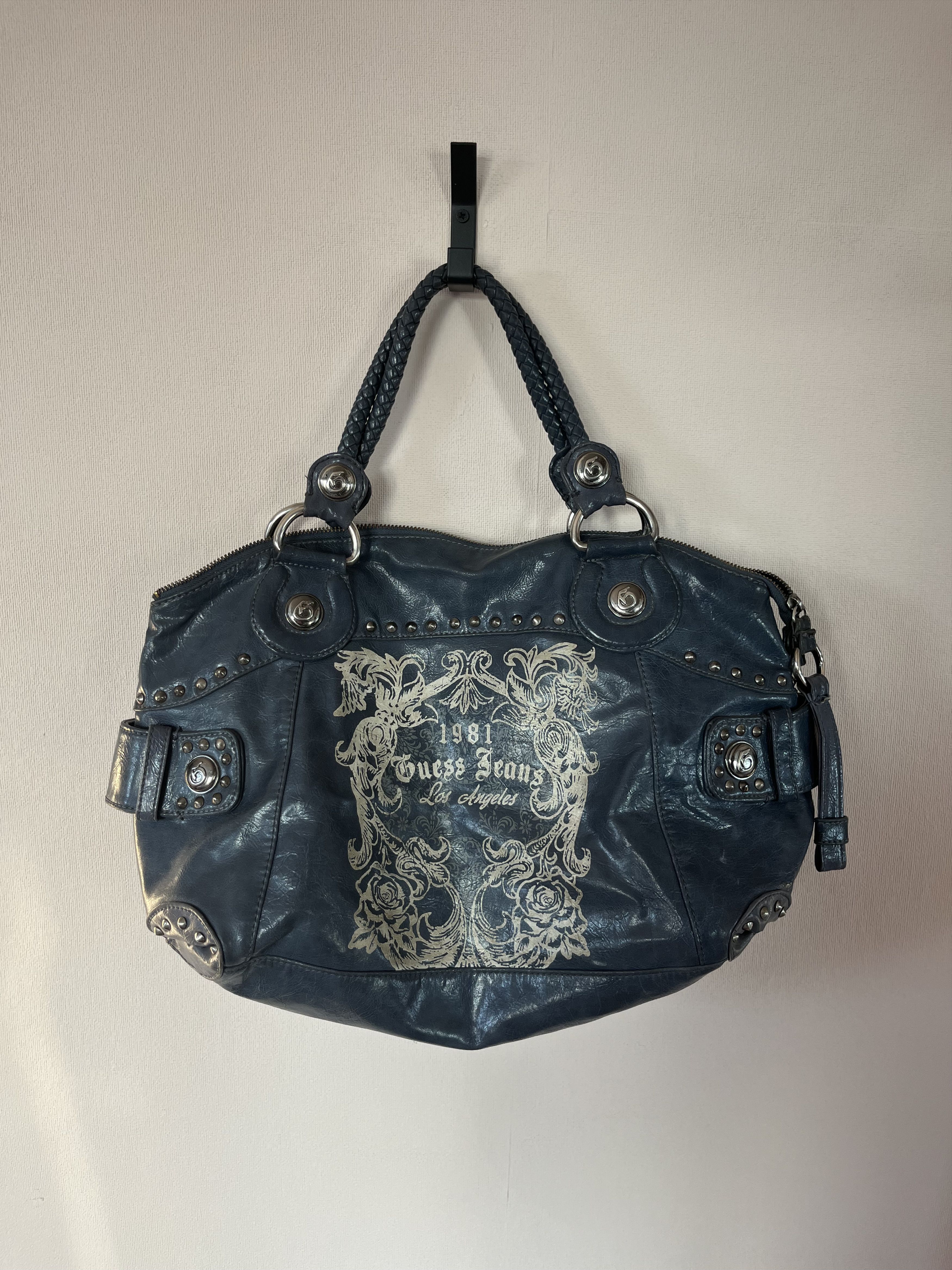 Guess Guess Jeans Y2K Studded Shoulder Bag Blue Vintage Logo Purse Size ONE SIZE - 1 Thumbnail