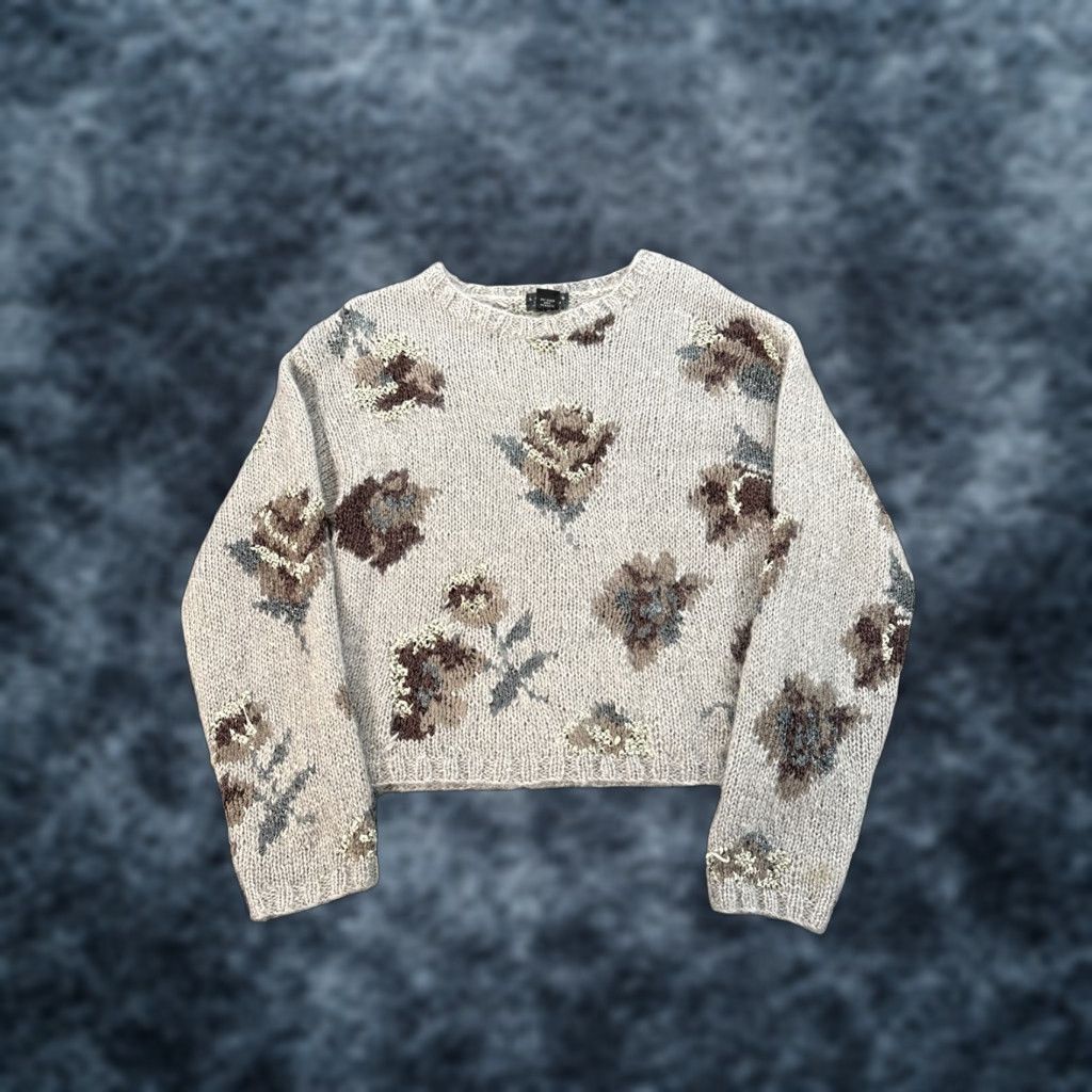 Express VINTAGE Express Sweater Womens M Brown Mohair Knit Floral 90s Pullover Crew Neck Chunky Size M / US 6-8 / IT 42-44 - 1 Thumbnail