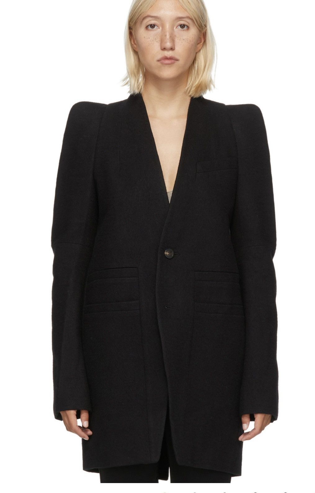 Rick Owens Black Wool Flannel Zionic Jacket