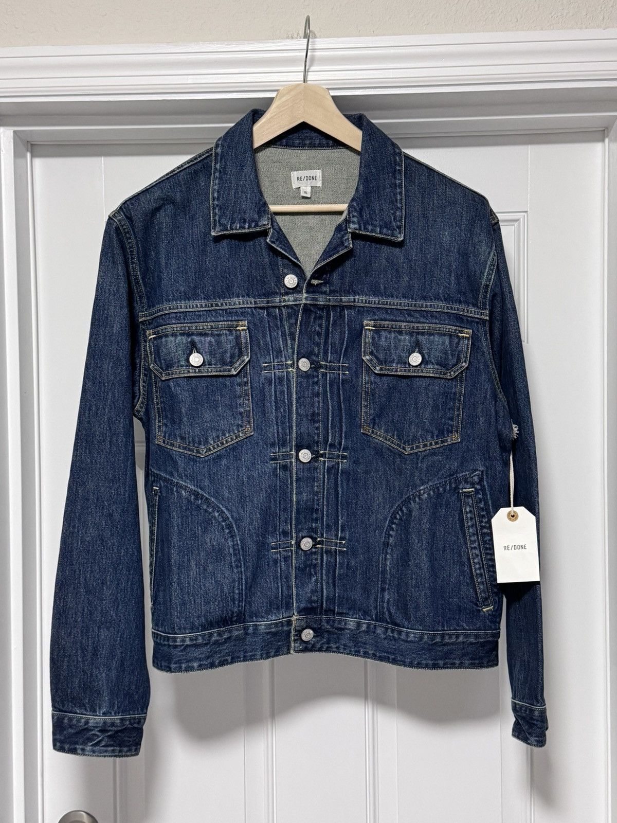RE/DONE NWT RE/DONE Men’s Classic Denim Jacket 1 Year Wear Blue XL Size US XL / EU 56 / 4 - 14 Thumbnail