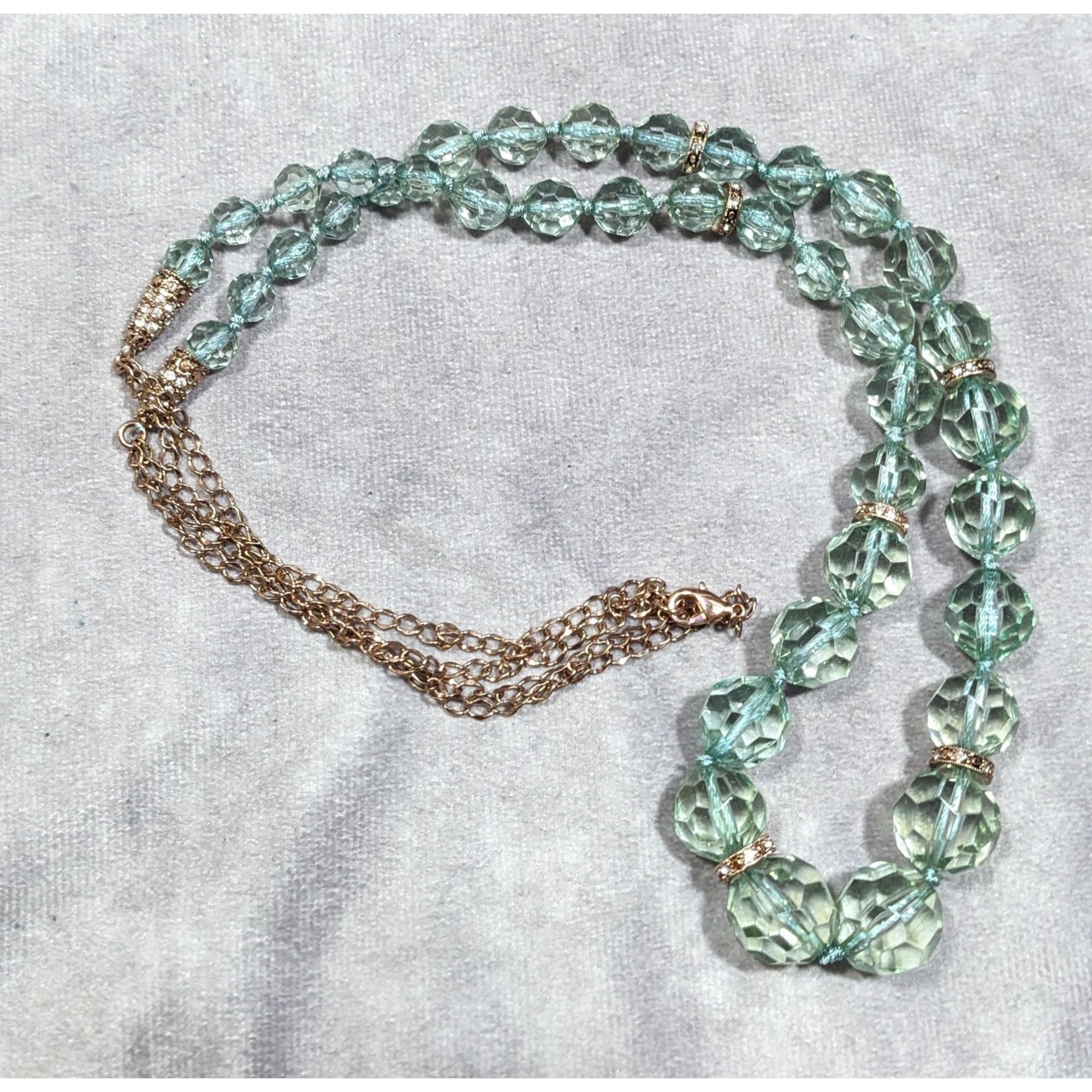 Other Vintage Glam Translucent Mint And Gold Tone Beaded Necklace Size ONE SIZE - 7 Thumbnail