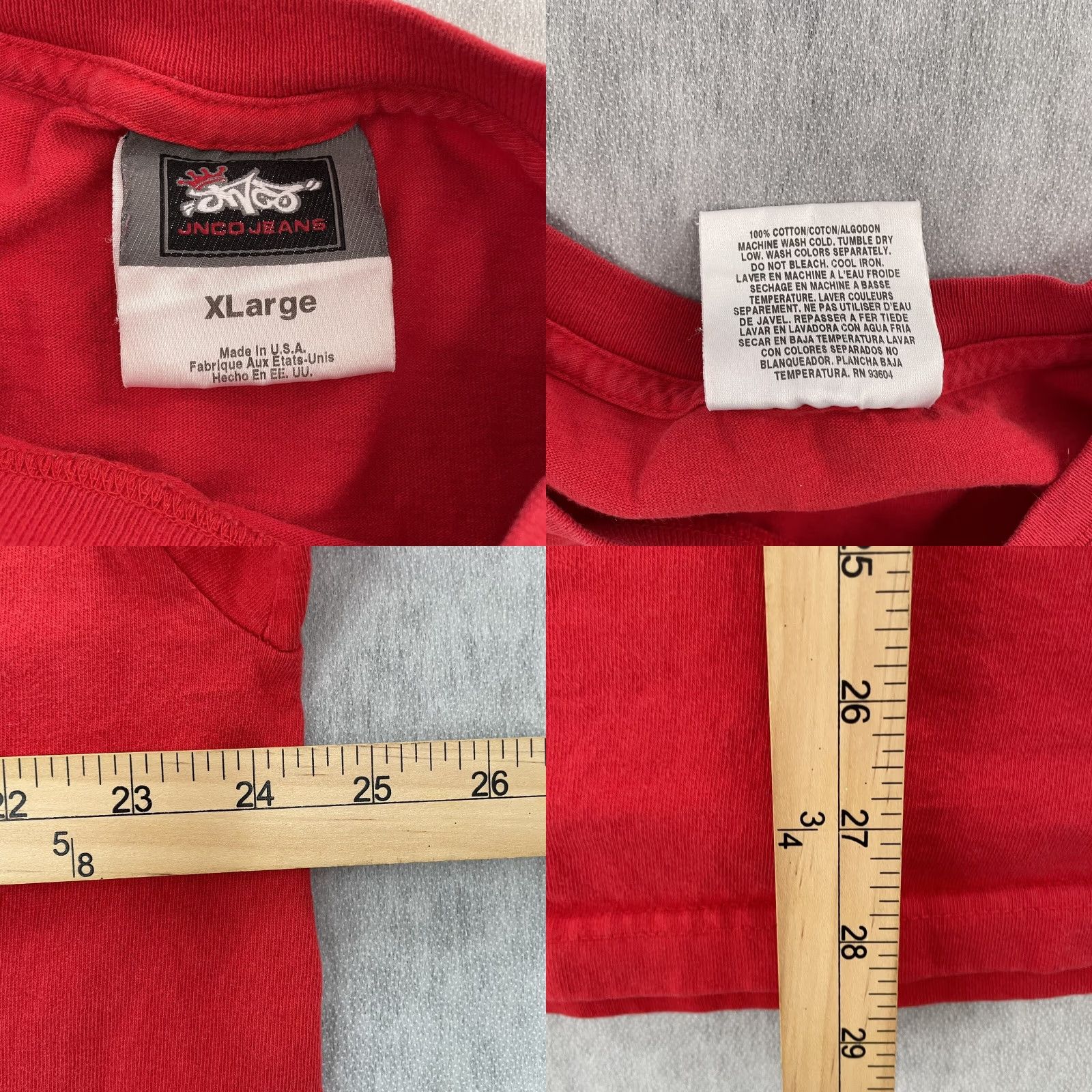 JNCO VINTAGE JNCO Mens T-Shirt Adult XL Red Cotton Short Sleeve Crew Neck 90s Motorcross Bike Crown Graphic Limited Edition Size US XL / EU 56 / 4 - 8 Thumbnail