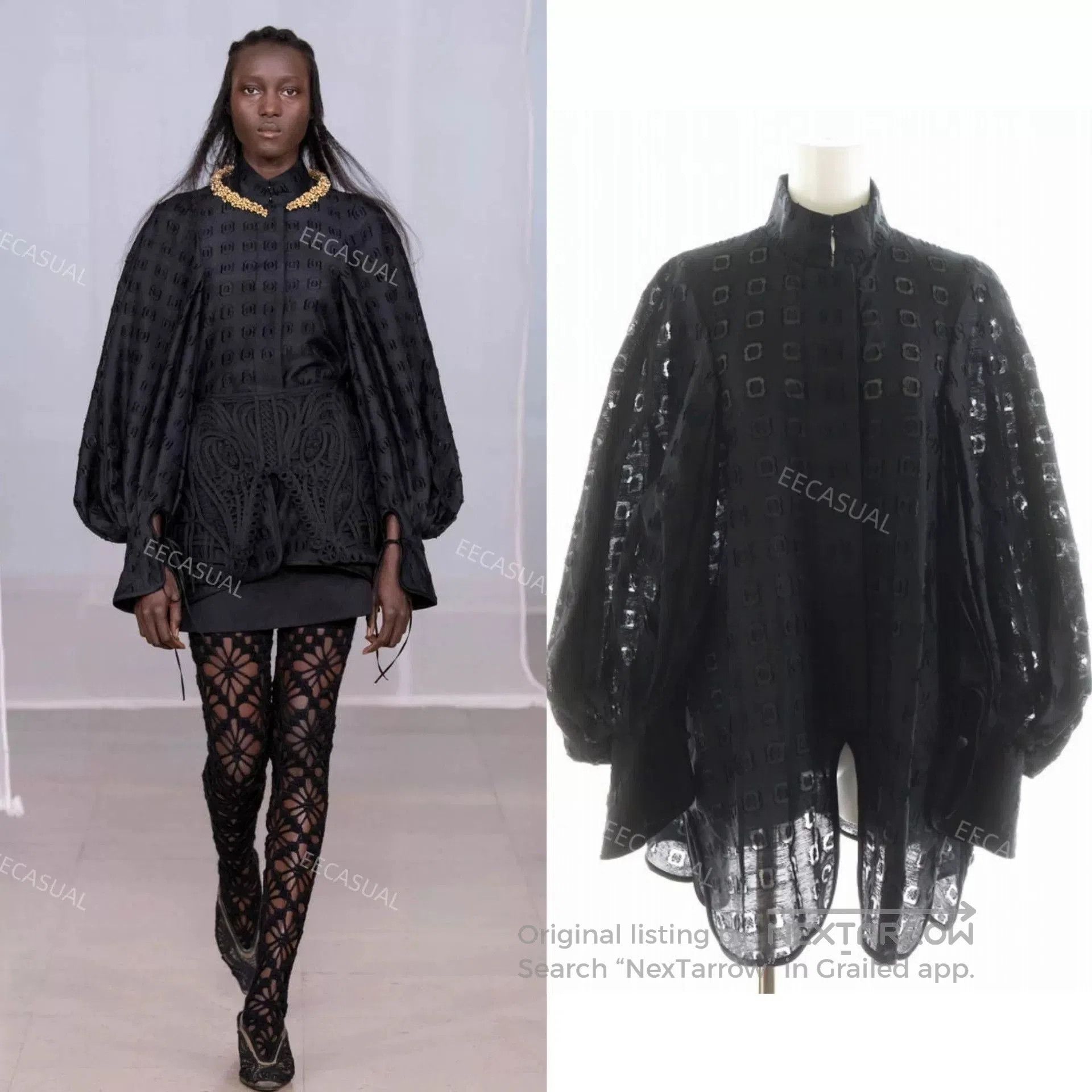 Other Black Jacquard Lantern Sleeve Shirt. Size M / US 6-8 / IT 42-44 - 1 Thumbnail