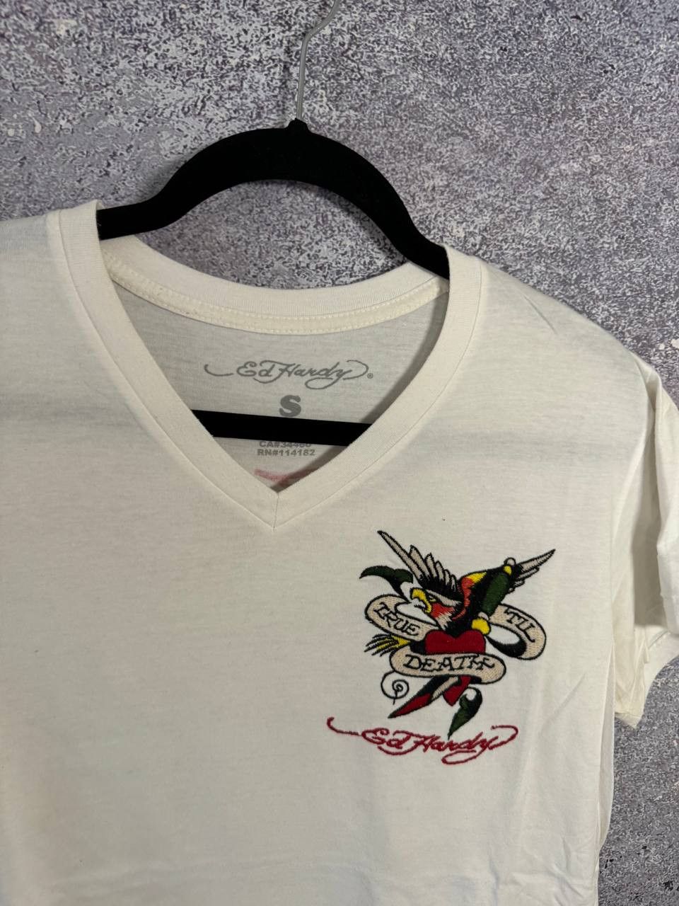 Vintage Ed Hardy Made In USA White Tee Logos small Size S / US 4 / IT 40 - 10 Thumbnail