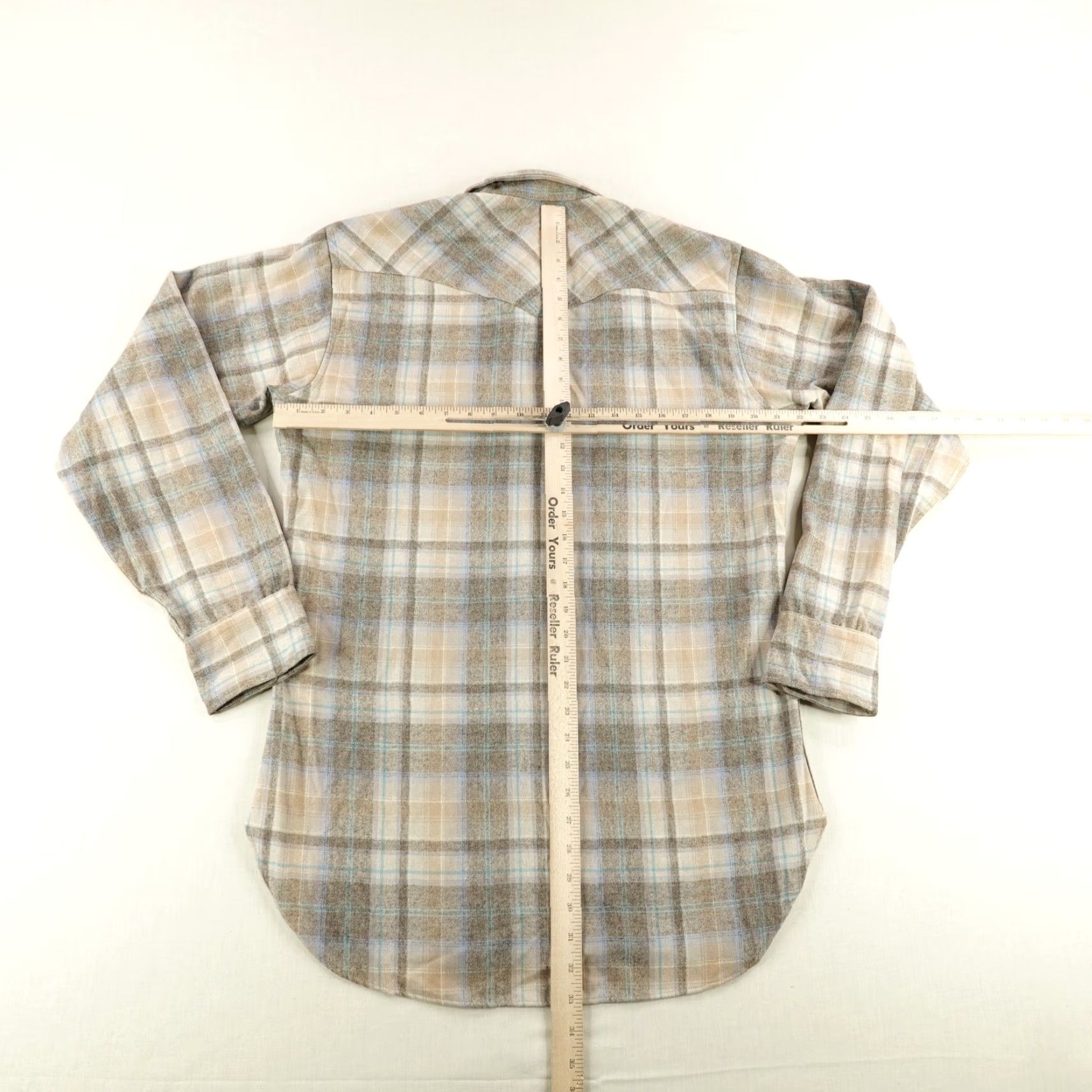 Pendleton VINTAGE Pendleton Shirt Mens Medium Beige Plaid Wool Flannel Western Pearl Snap 70s Size US M / EU 48-50 / 2 - 6 Thumbnail