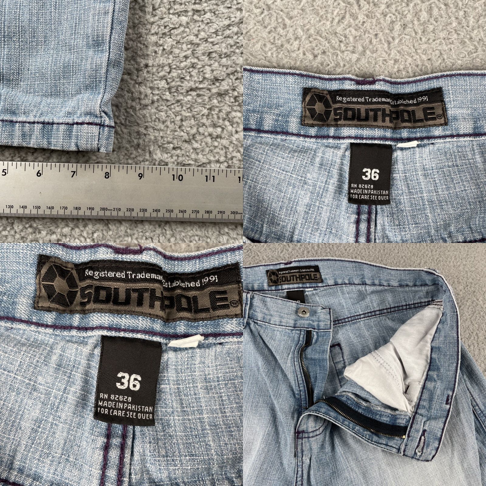 Southpole VINTAGE South Pole Moon Ice Blue Denim Jeans Waist 34x30.5 Purple Stitching Hip Hop Jeans Mens Regular 34 Blue Size US 34 / EU 50 - 9 Thumbnail