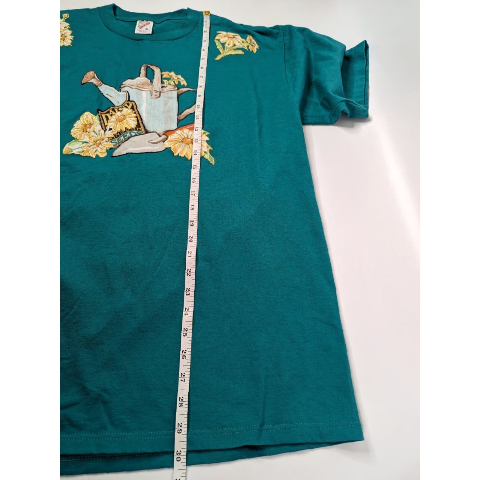 Jerzees VINTAGE Jerzees T-Shirt 90s Teal Mens XL Daisy Kingdom Seeds Flower Design Printed Logo Shirt Size US XL / EU 56 / 4 - 6 Thumbnail