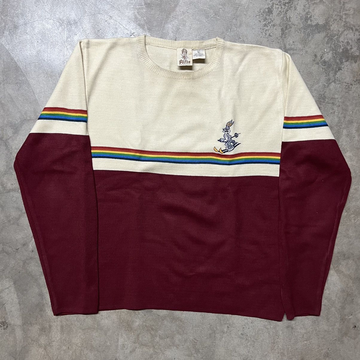 Vintage × Warner Bros Vintage 1976 Warner Bros Alfie California 🇺🇸 Knit Sweater Size US L / EU 52-54 / 3 - 2 Thumbnail