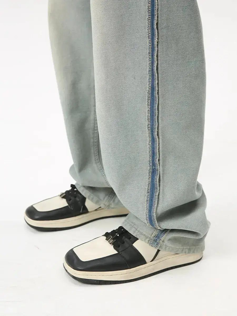 Japanese Brand Retro loose striped casual wide leg jeans Size US 32 / EU 48 - 2 Thumbnail