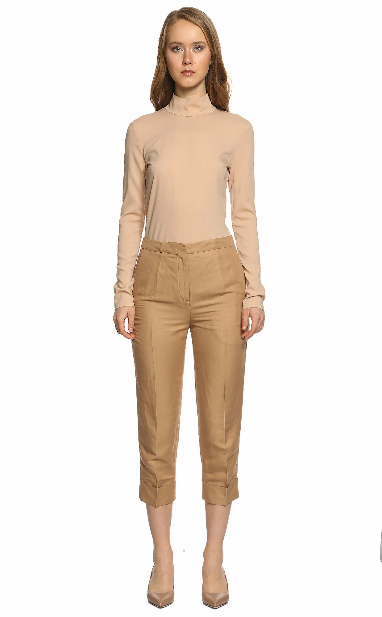 Viktor & Rolf VIKTOR & ROLF beige linen belted cropped short pants 8 44 Size 30" / US 8 / IT 44 - 2 Thumbnail
