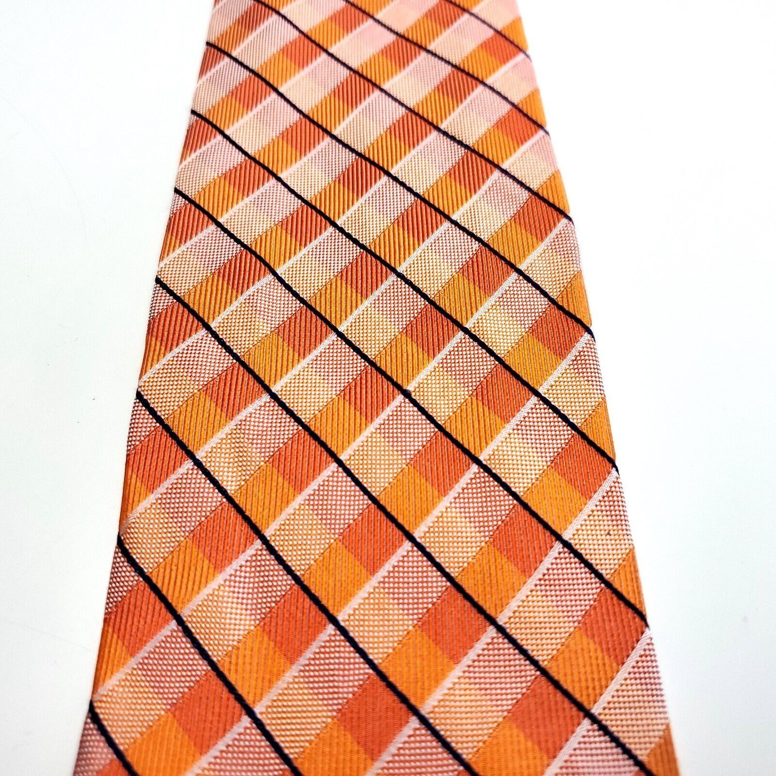 Nautica Nautica Orange Silk Tie Woven Striped Size ONE SIZE - 2 Thumbnail
