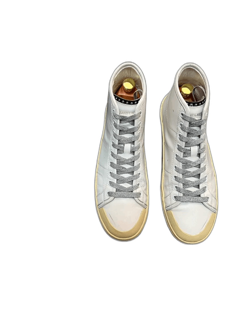 Saint Laurent Paris Saint Laurent High Top Sneakers with Silver Laces Size US 9 / EU 42 - 1 Thumbnail
