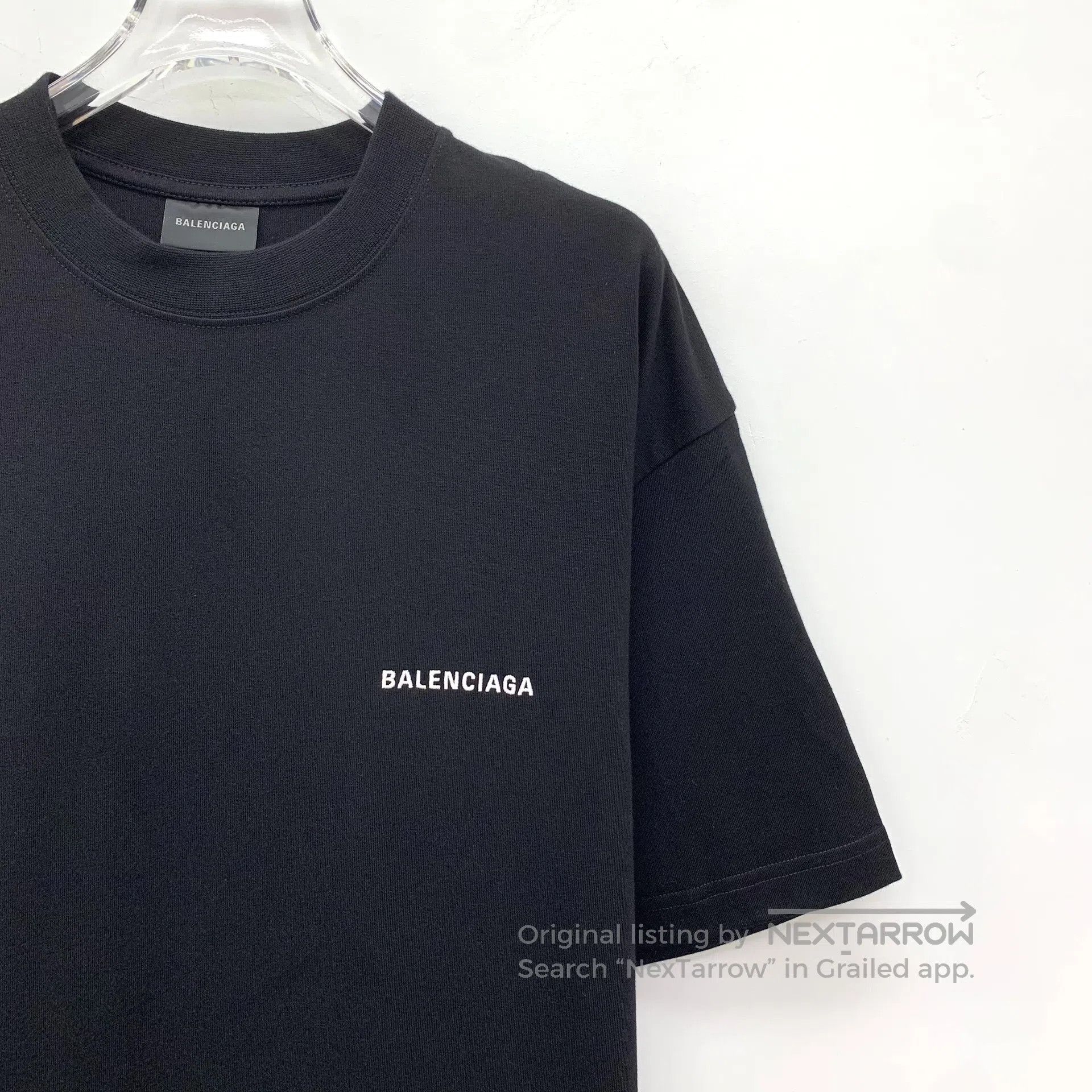 Balenciaga Balenciaga Black Logo Letter Embroidered Cotton Round Neck Size US XS / EU 42 / 0 - 3 Thumbnail