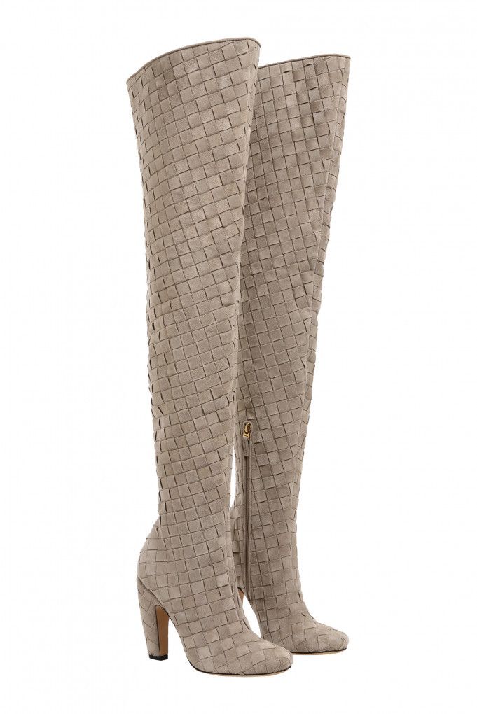 Bottega Veneta $4K VALUE Over the knee Intercciato Boots Size US 7 / IT 37 - 1 Thumbnail