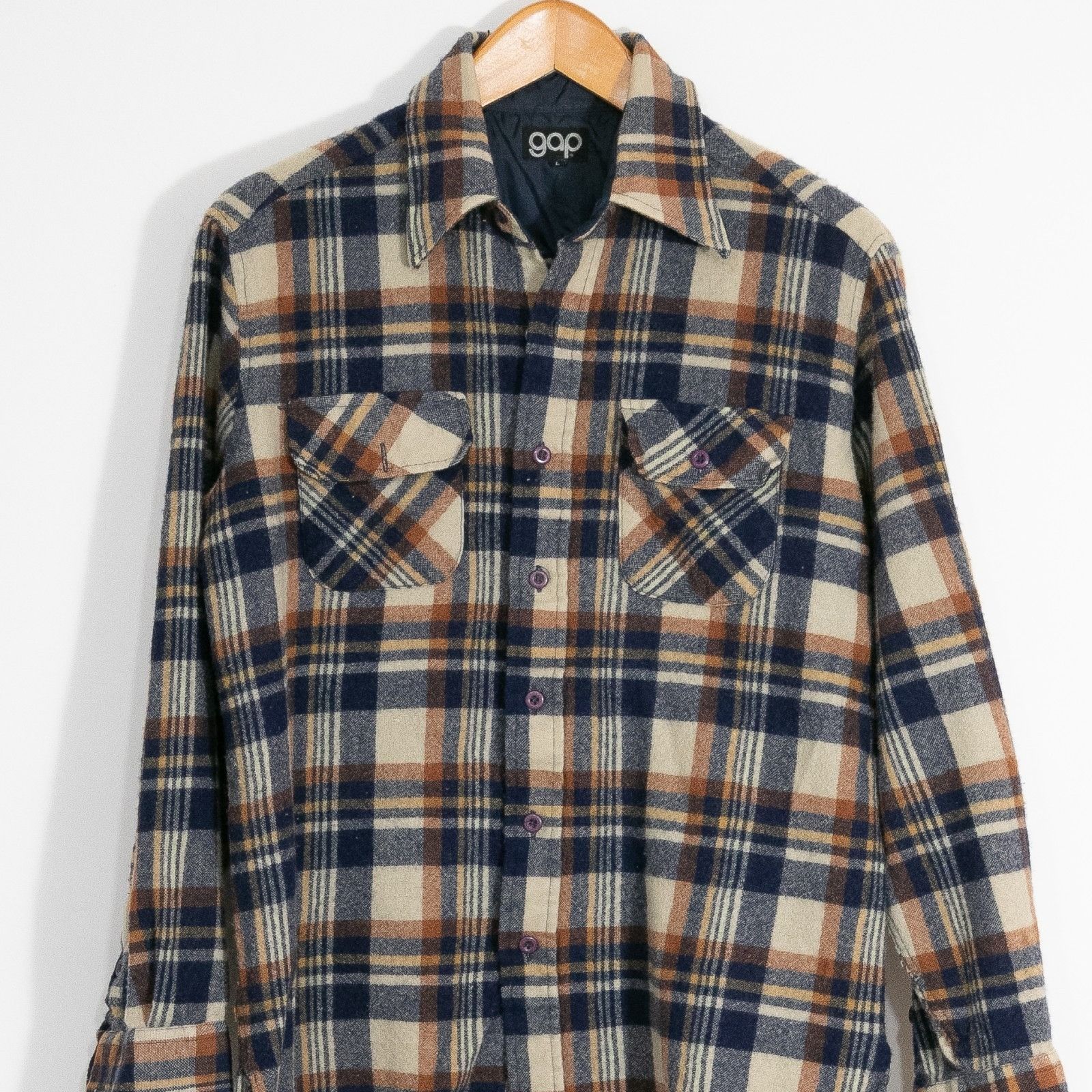Gap Vintage 80s Gap Wool Blend Flannel Button Up Shirt Large Size US L / EU 52-54 / 3 - 2 Thumbnail